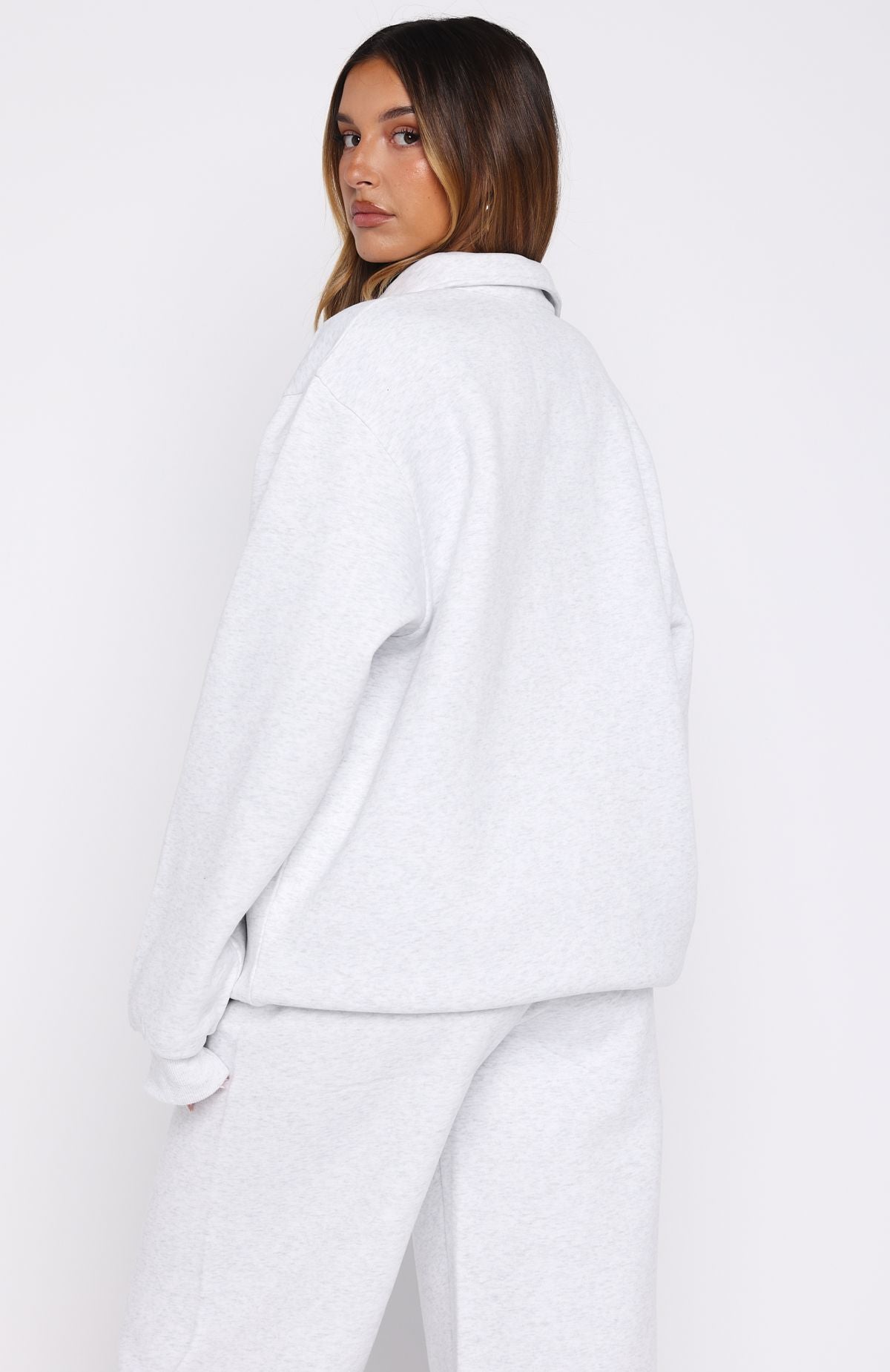Chill Moves Oversized Henley Sweater Grey Marle - Image 4