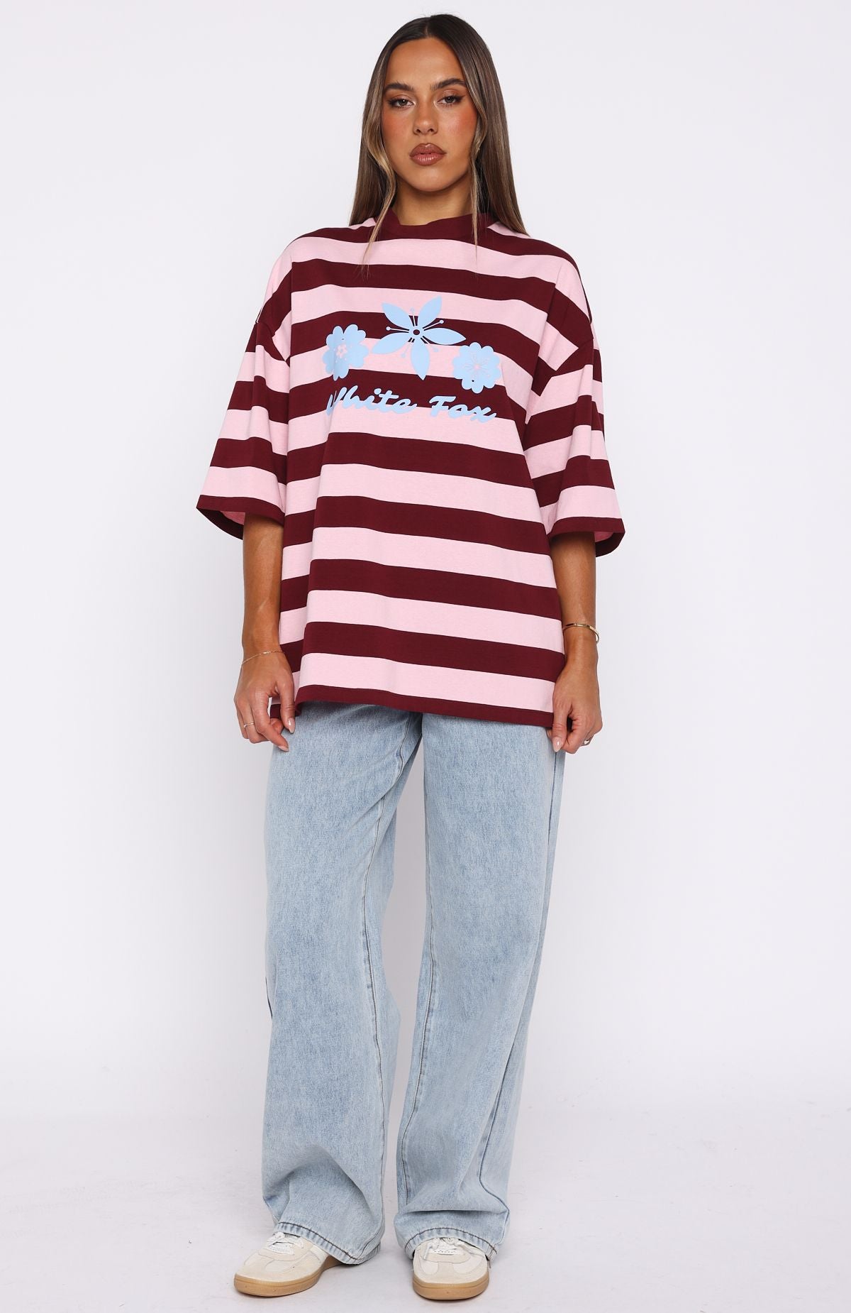 Changed My Play Oversized Tee Dark Red/Pink Stripe - Image 5