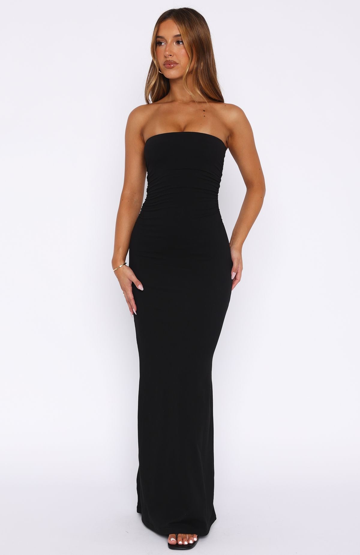 Confidence Is Key Strapless Maxi Dress Black - Image 2