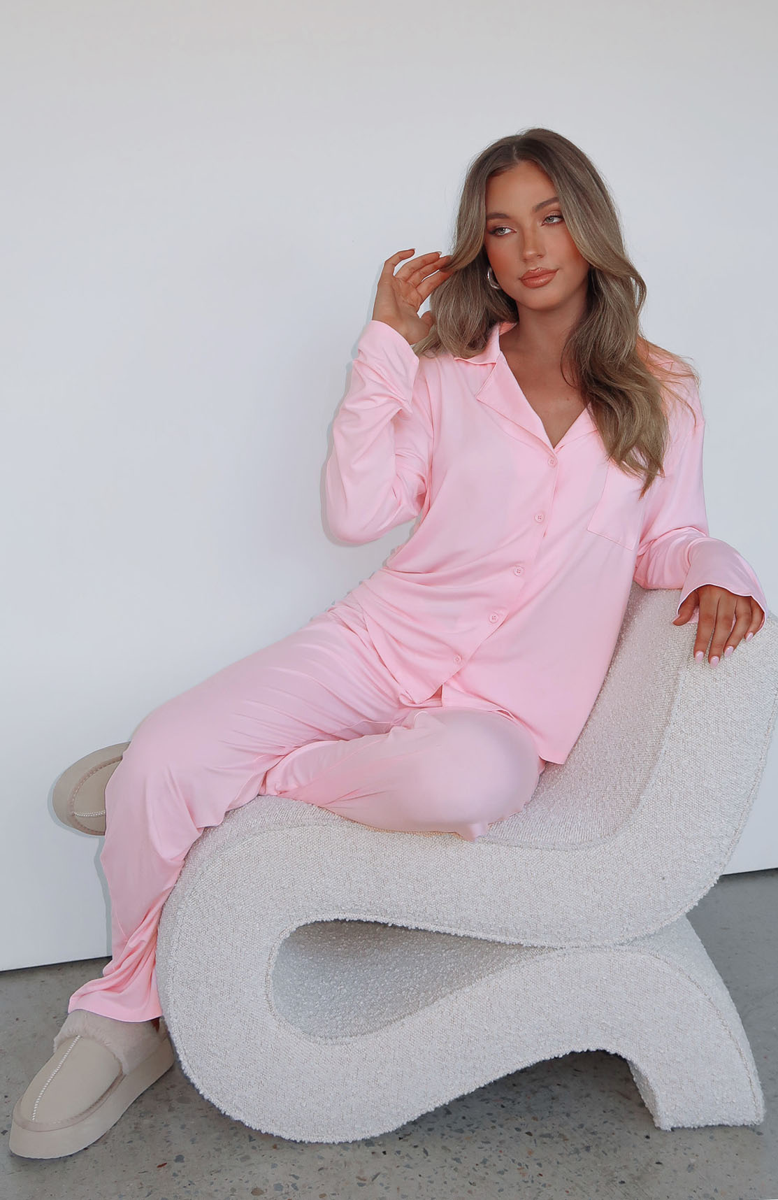 Pillow Talk Long Sleeve Pyjama Set Baby Pink - Image 5