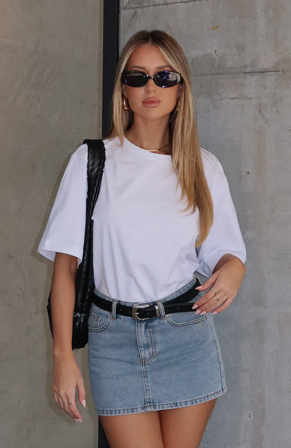 Press Reset Denim Mini Skirt Light Blue Wash - Image 6