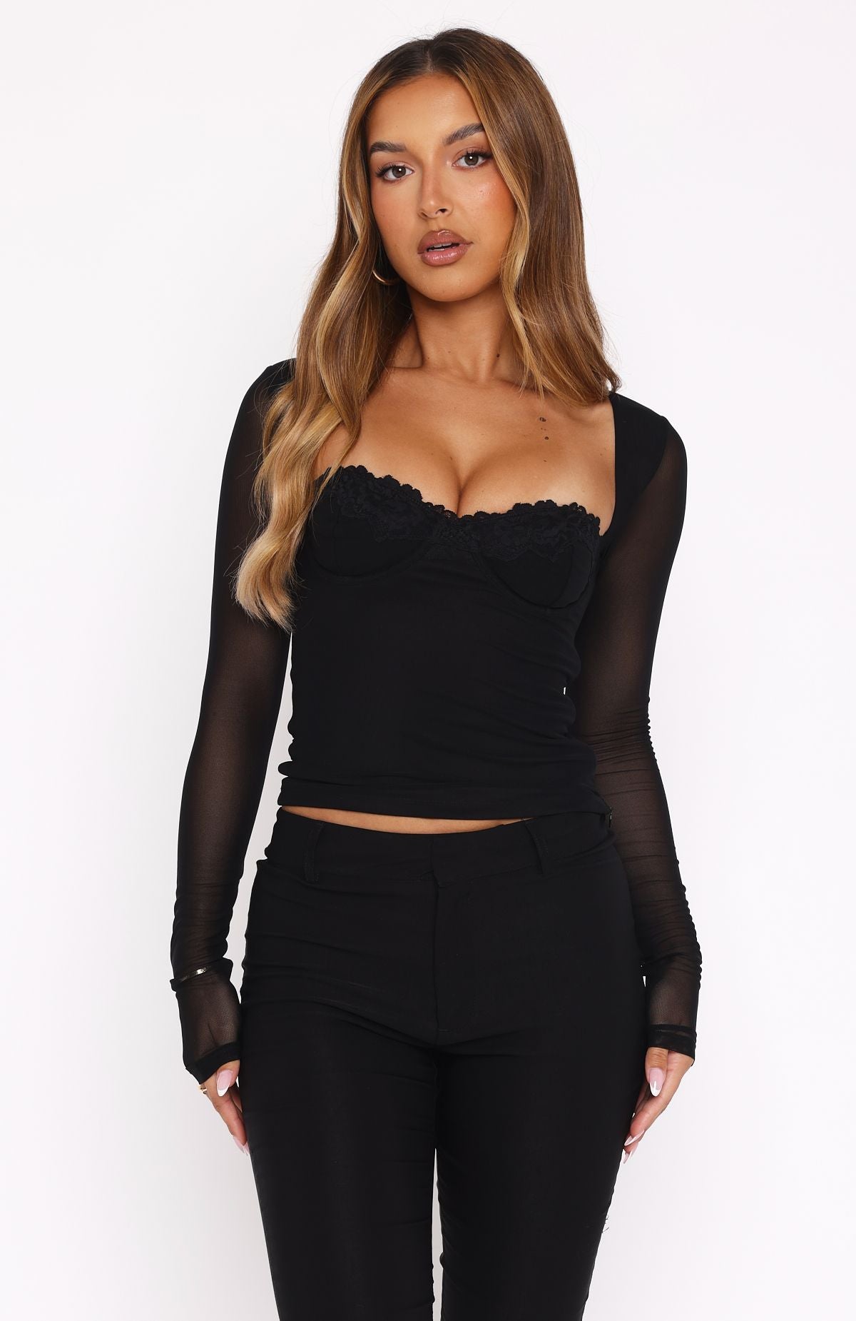 Show Me Your Love Long Sleeve Top Black - Image 2