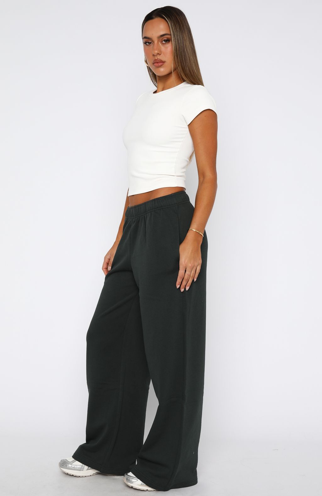 Give It A Rest Wide Leg Sweatpants Forest Green - Image 3