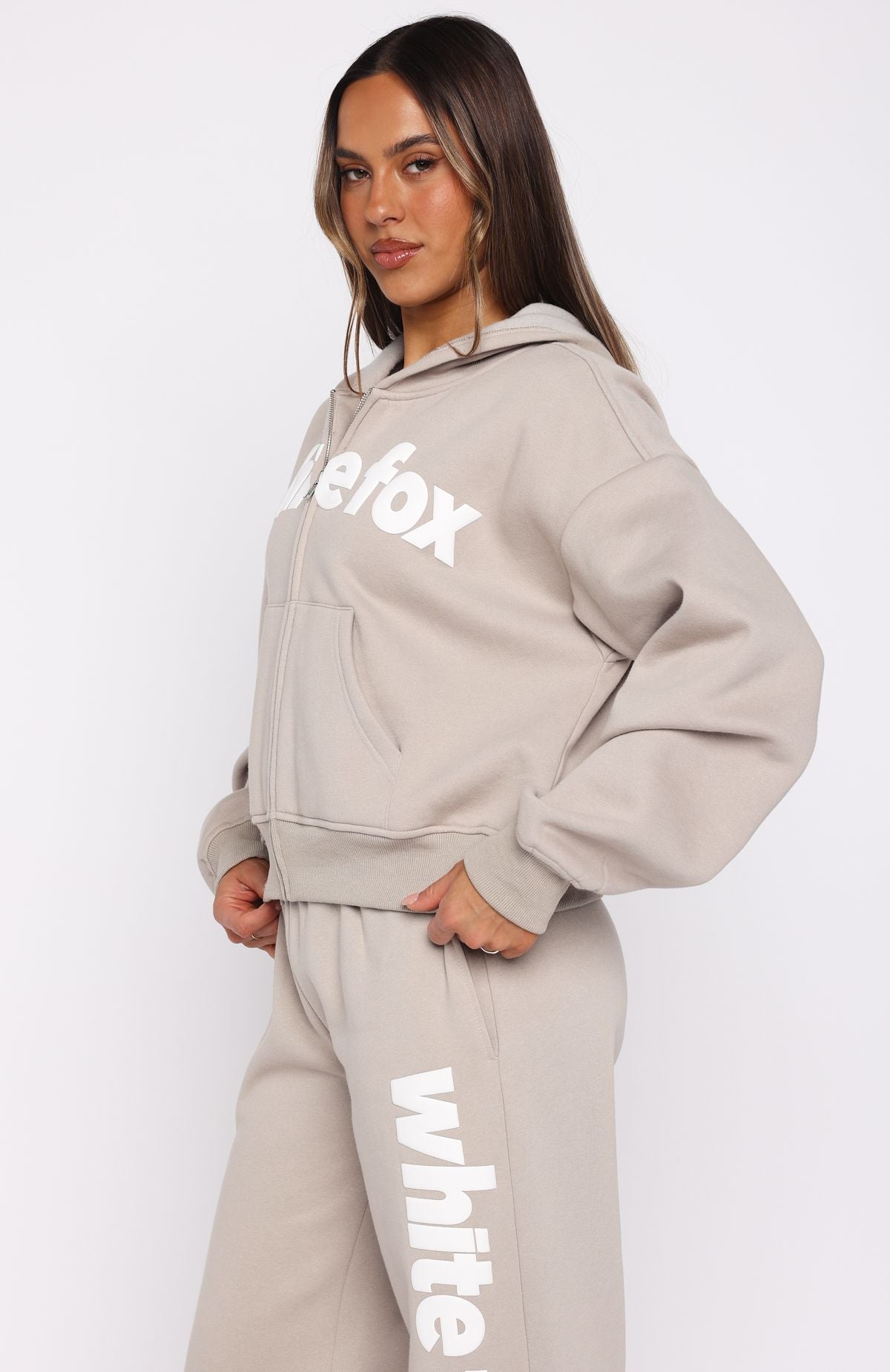 From The Archives Kenzie Boxy Zip Front Hoodie Moon - Image 3