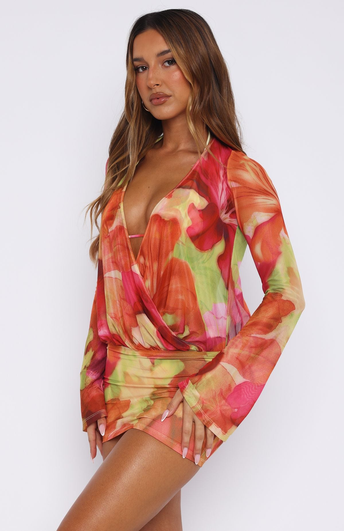 New Rules Long Sleeve Mini Dress Tropical Bloom - Image 3