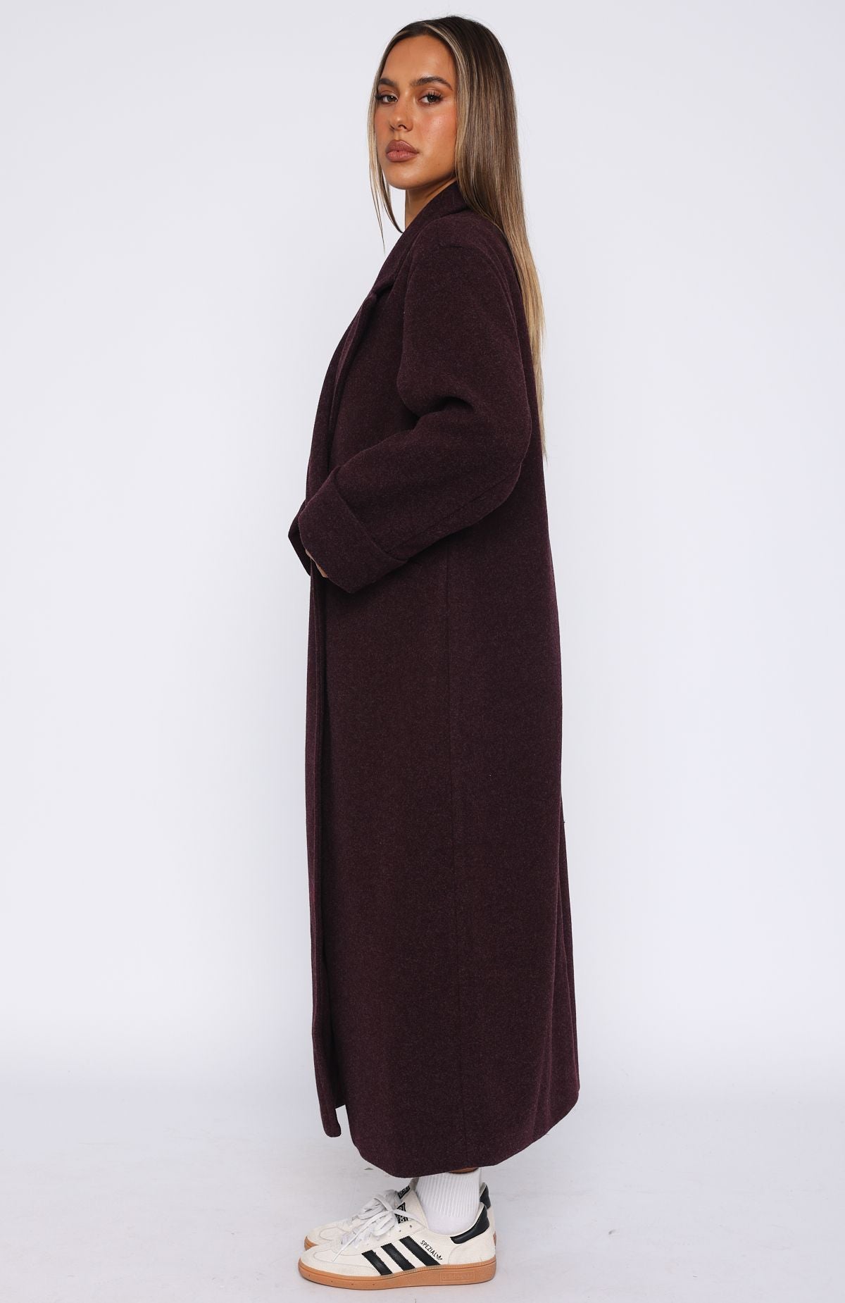 Winter Holiday Oversized Coat Burgundy - Image 3