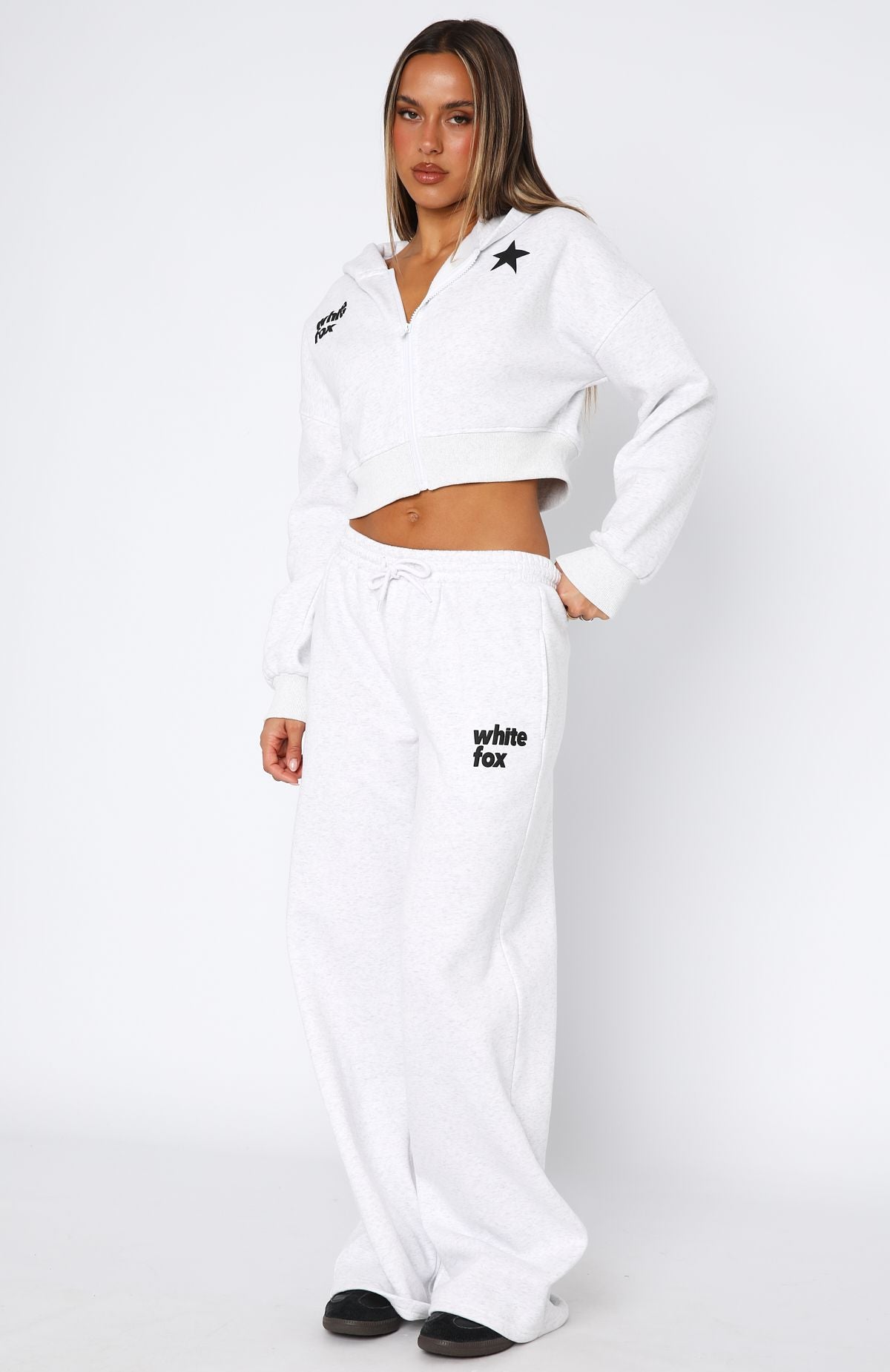 From The Archives Charli Wide Leg Sweatpants Grey Marle - Image 3