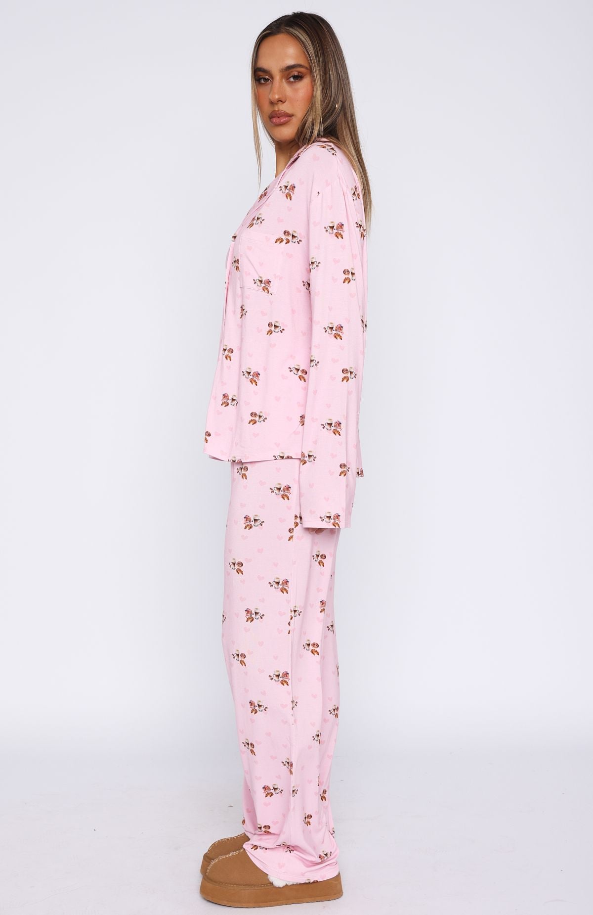 Pillow Talk Printed Long Sleeve Pyjama Set Candy Breakfast - Image 3