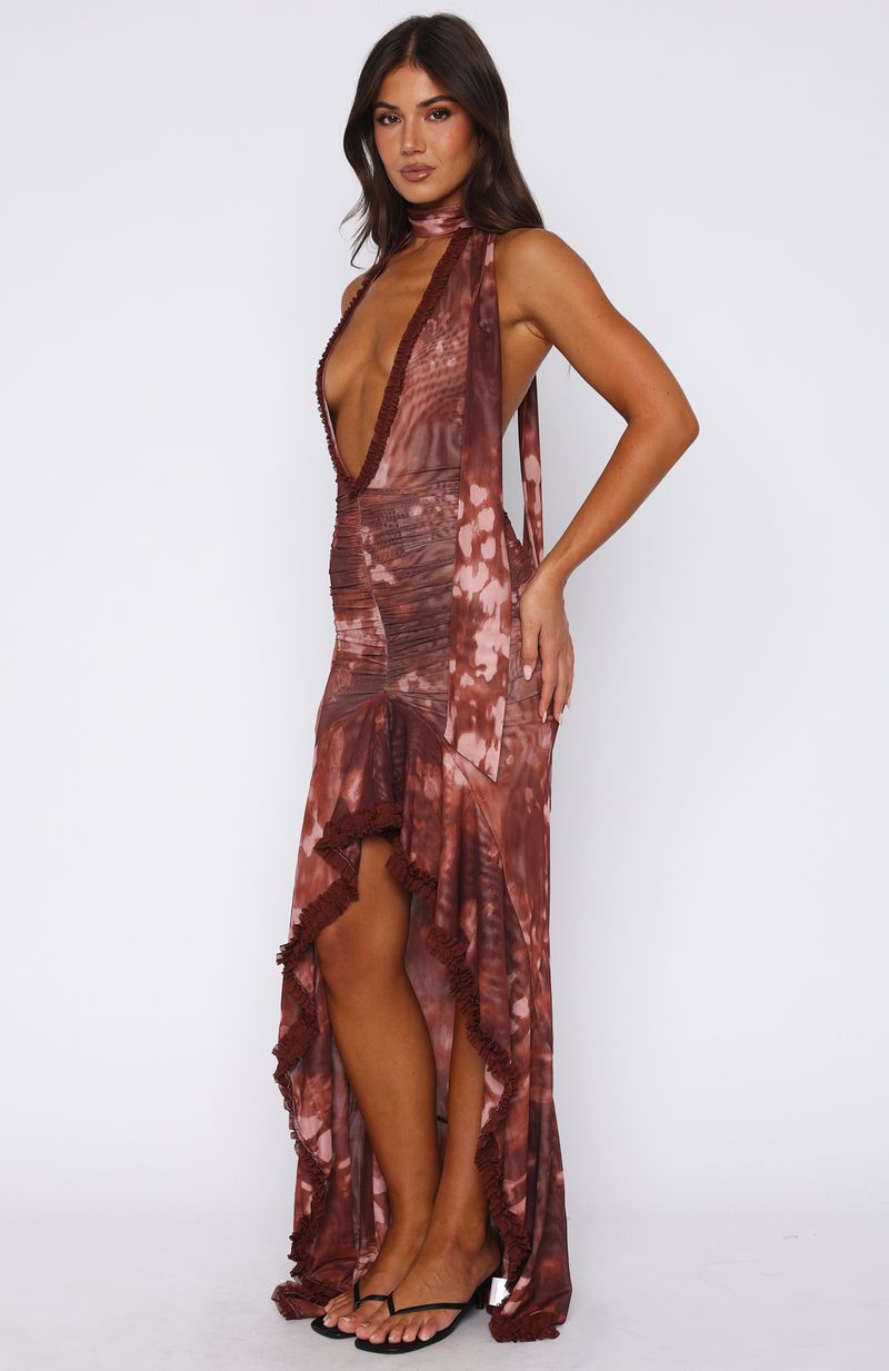 Let It Ride Halter Maxi Dress Burnt Umber - Image 3