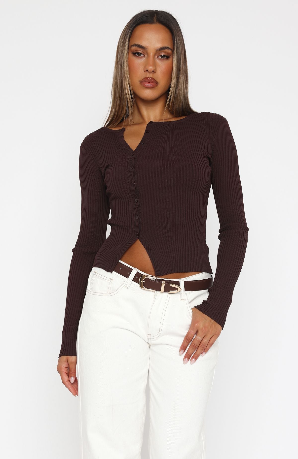 Notice Me Long Sleeve Top Chocolate - Image 2