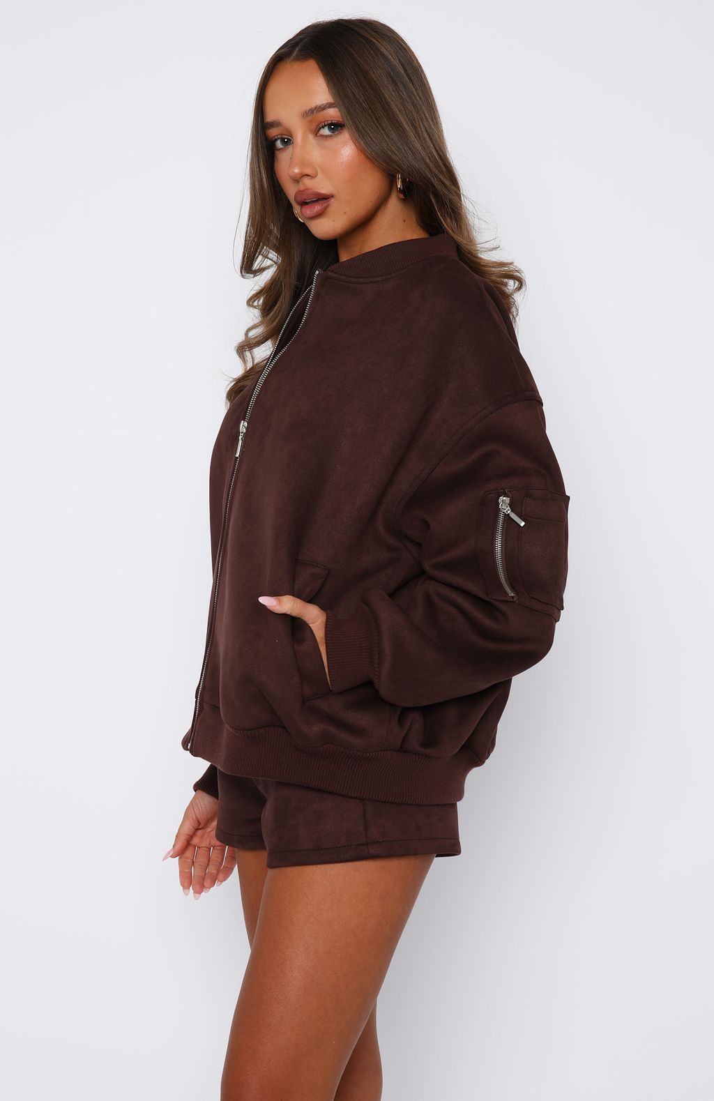 Confidence Level Suede Jacket Chocolate - Image 3