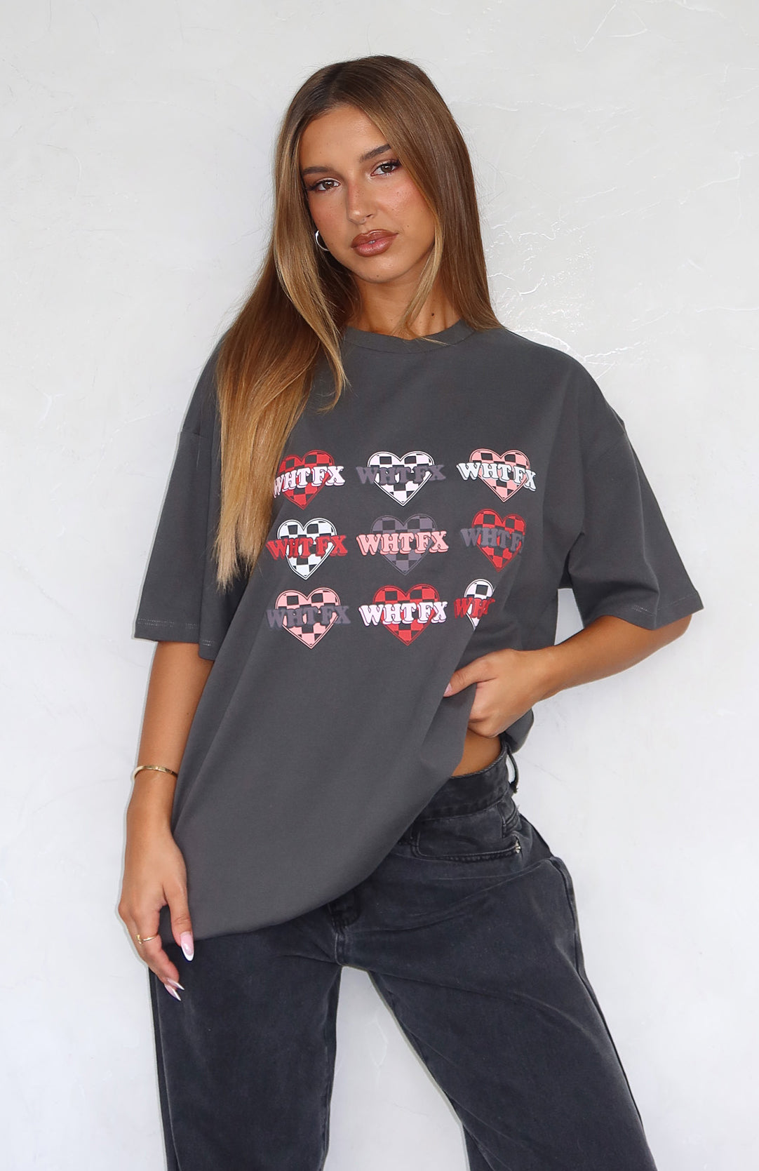 She's Too Nice Oversized Tee Charcoal - Image 5