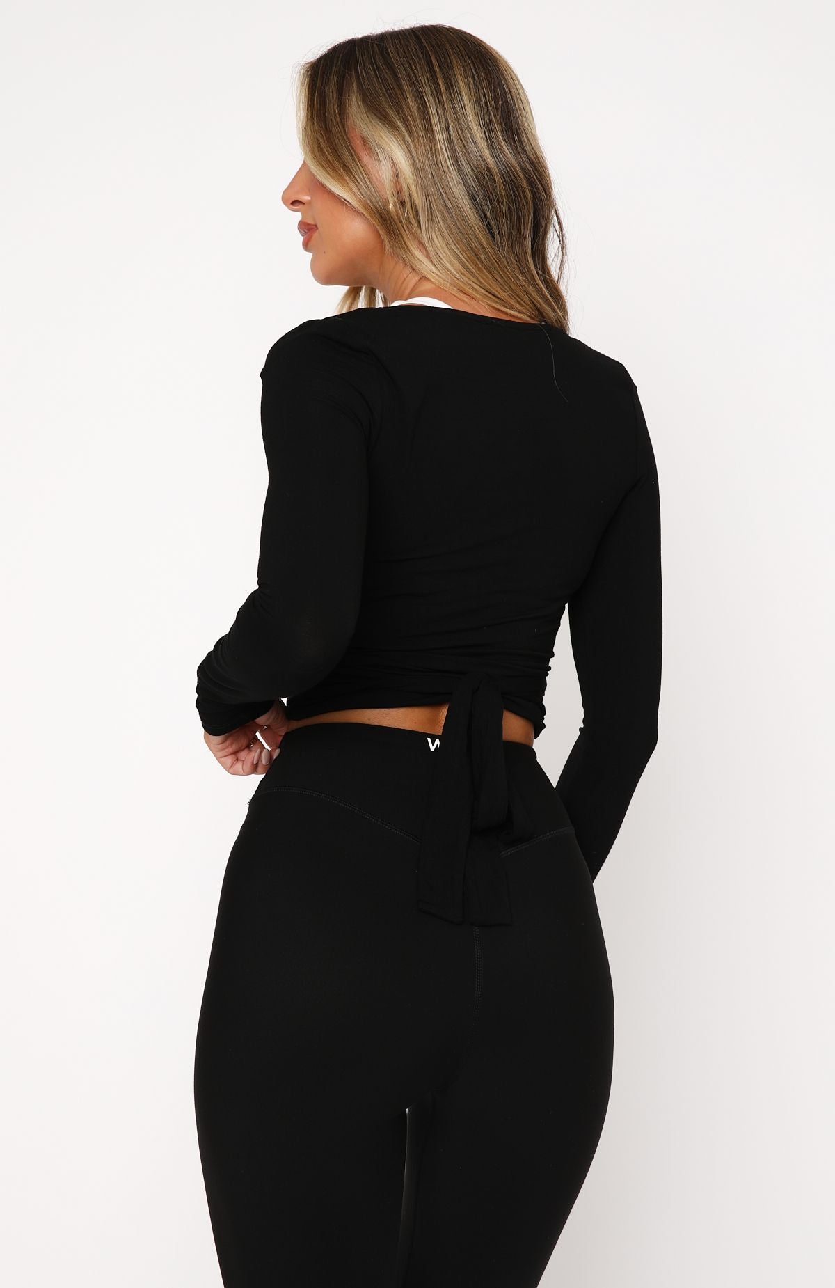 Staying Cute Long Sleeve Wrap Top Black - Image 4