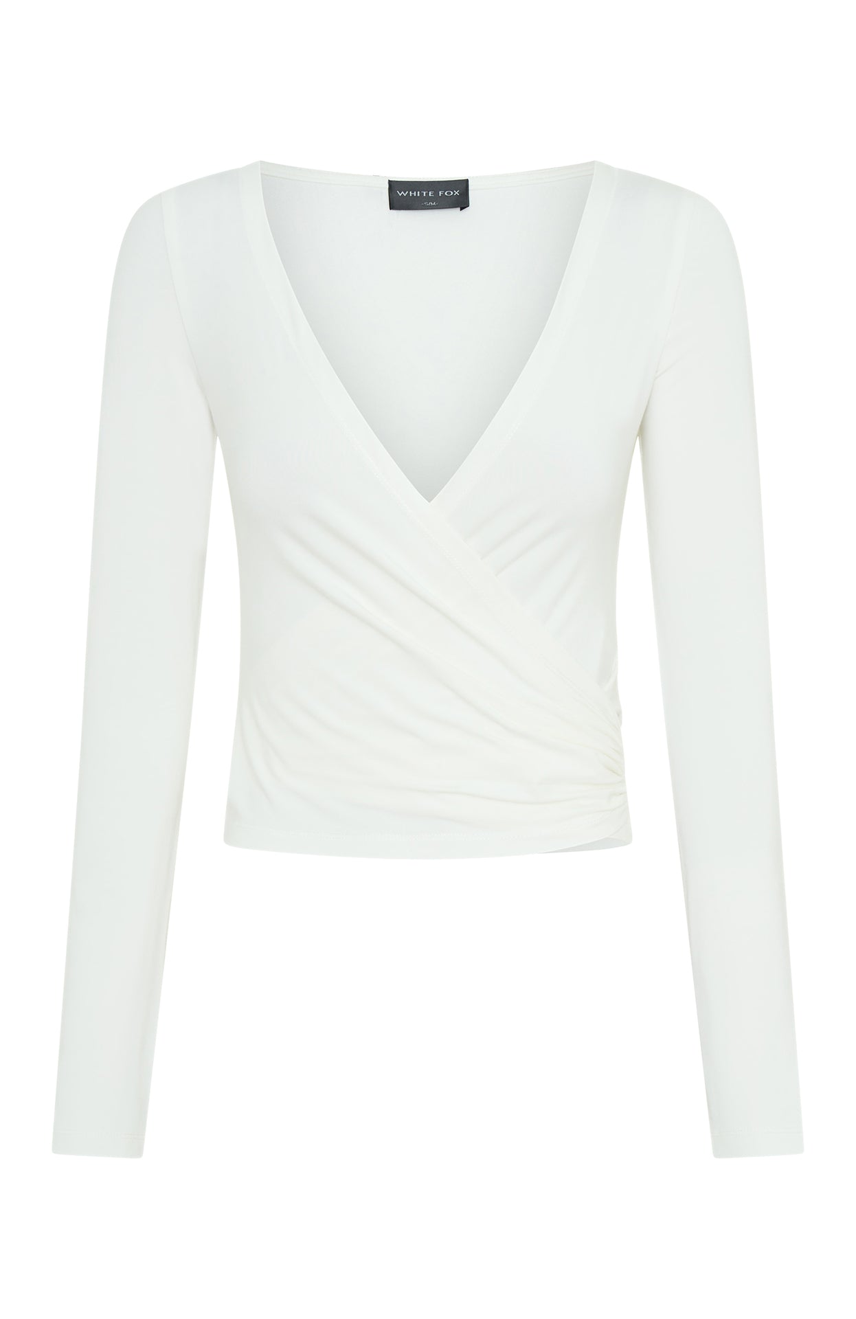 Staying Cute Long Sleeve Wrap Top Cream - Image 5