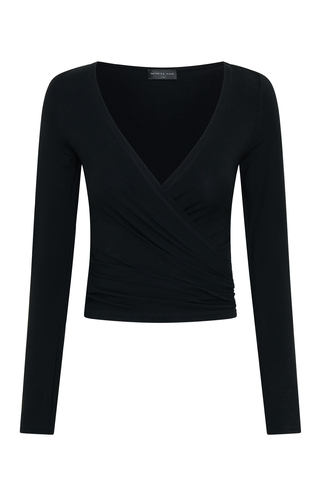 Staying Cute Long Sleeve Wrap Top Black - Image 5