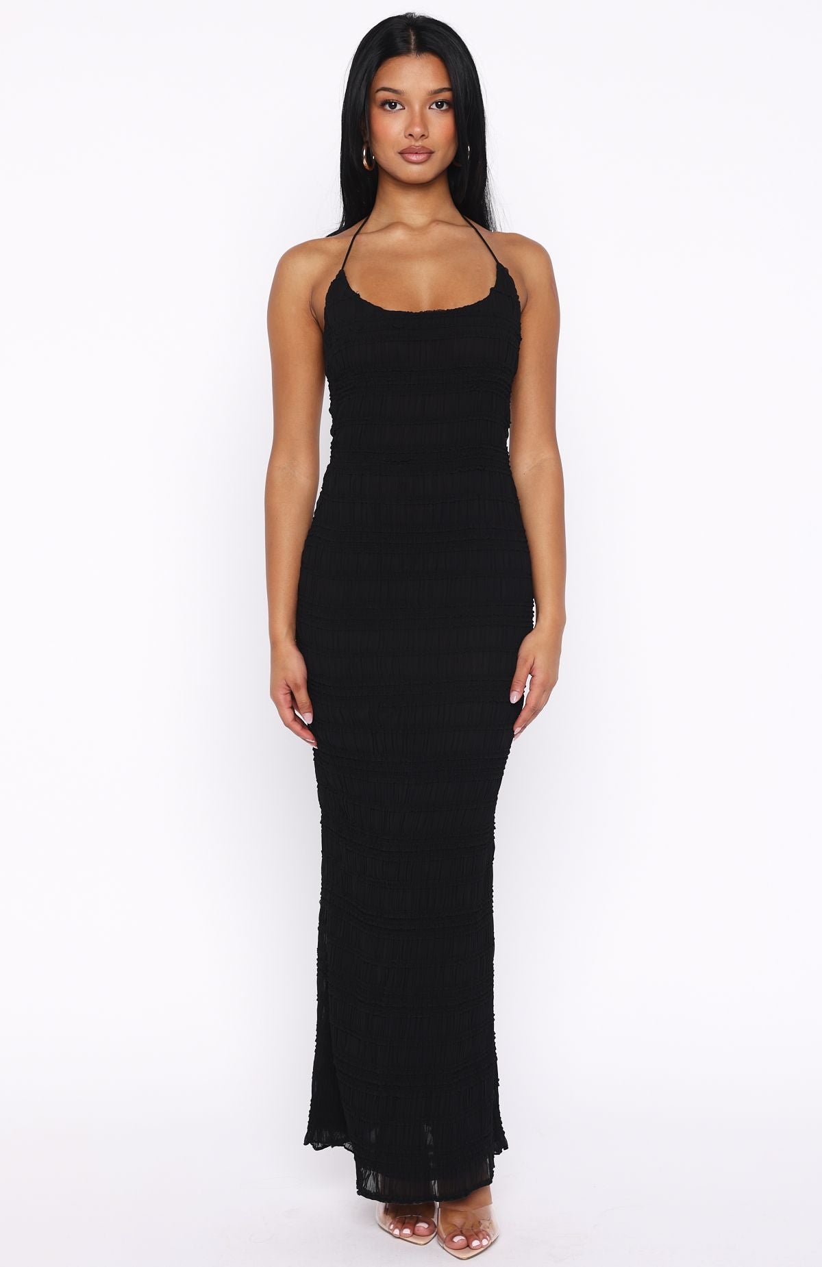 Never Say Goodbye Halter Maxi Dress Black - Image 3