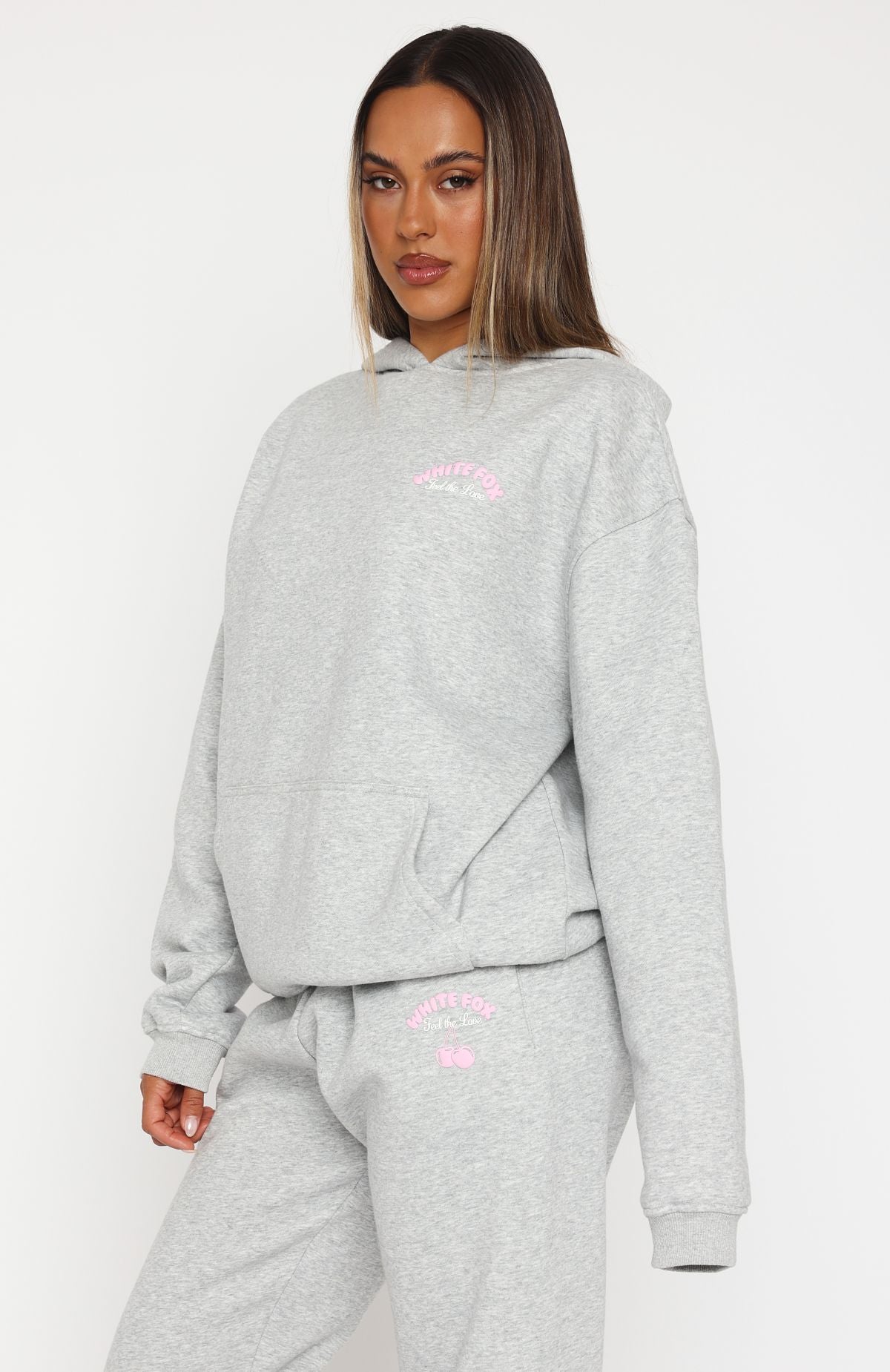 Love Me Tender Oversized Hoodie Dark Grey Marle - Image 3