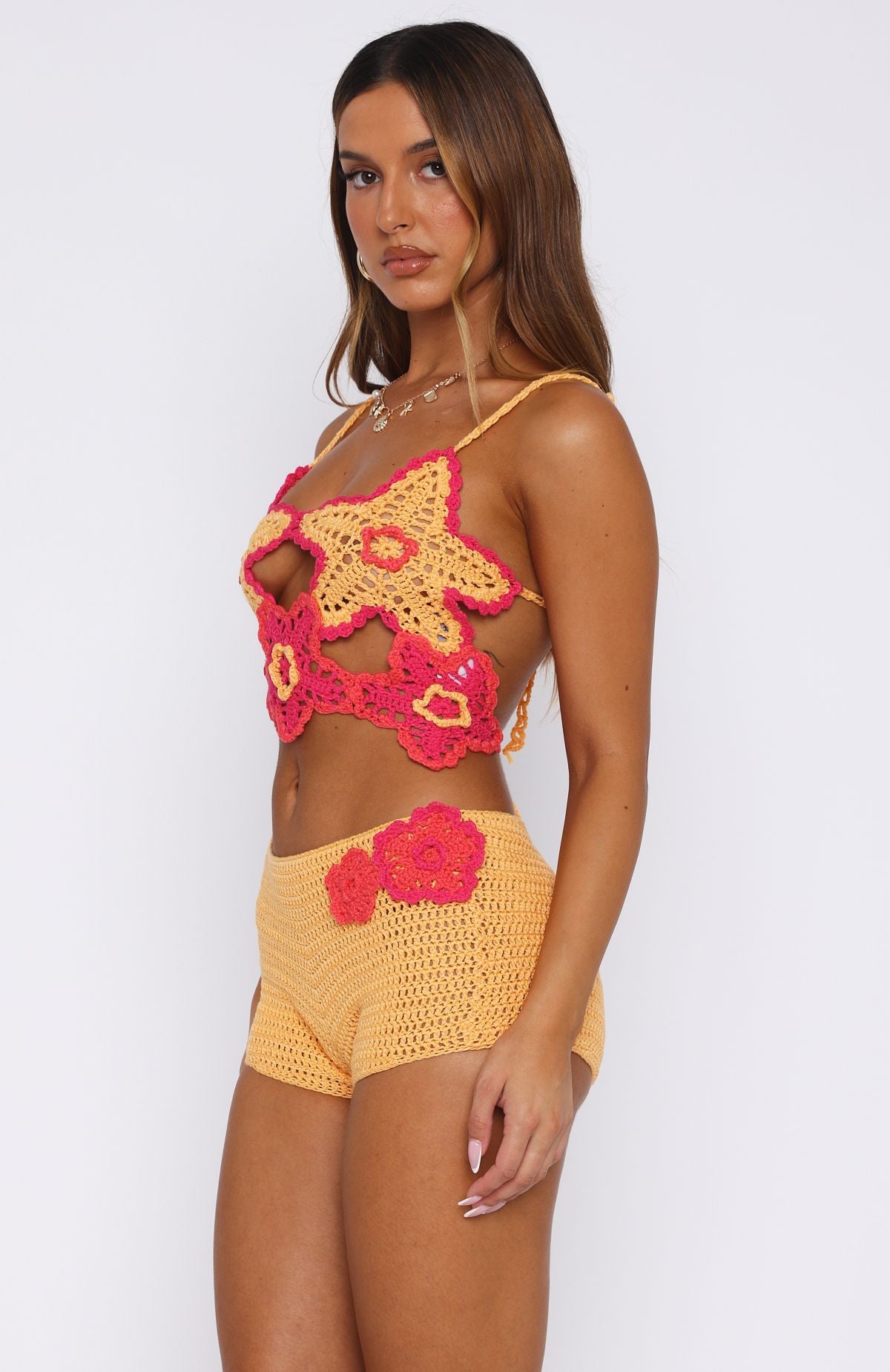 So Fresh Crochet Top Pastel Orange/Pink - Image 3