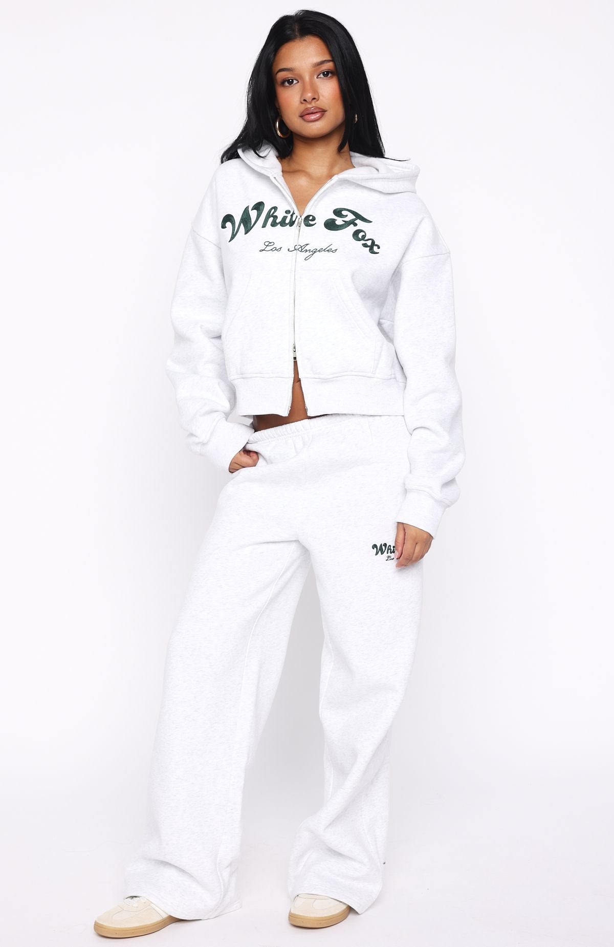 Through Thick And Thin Boxy Zip Front Hoodie Grey Marle - Image 5