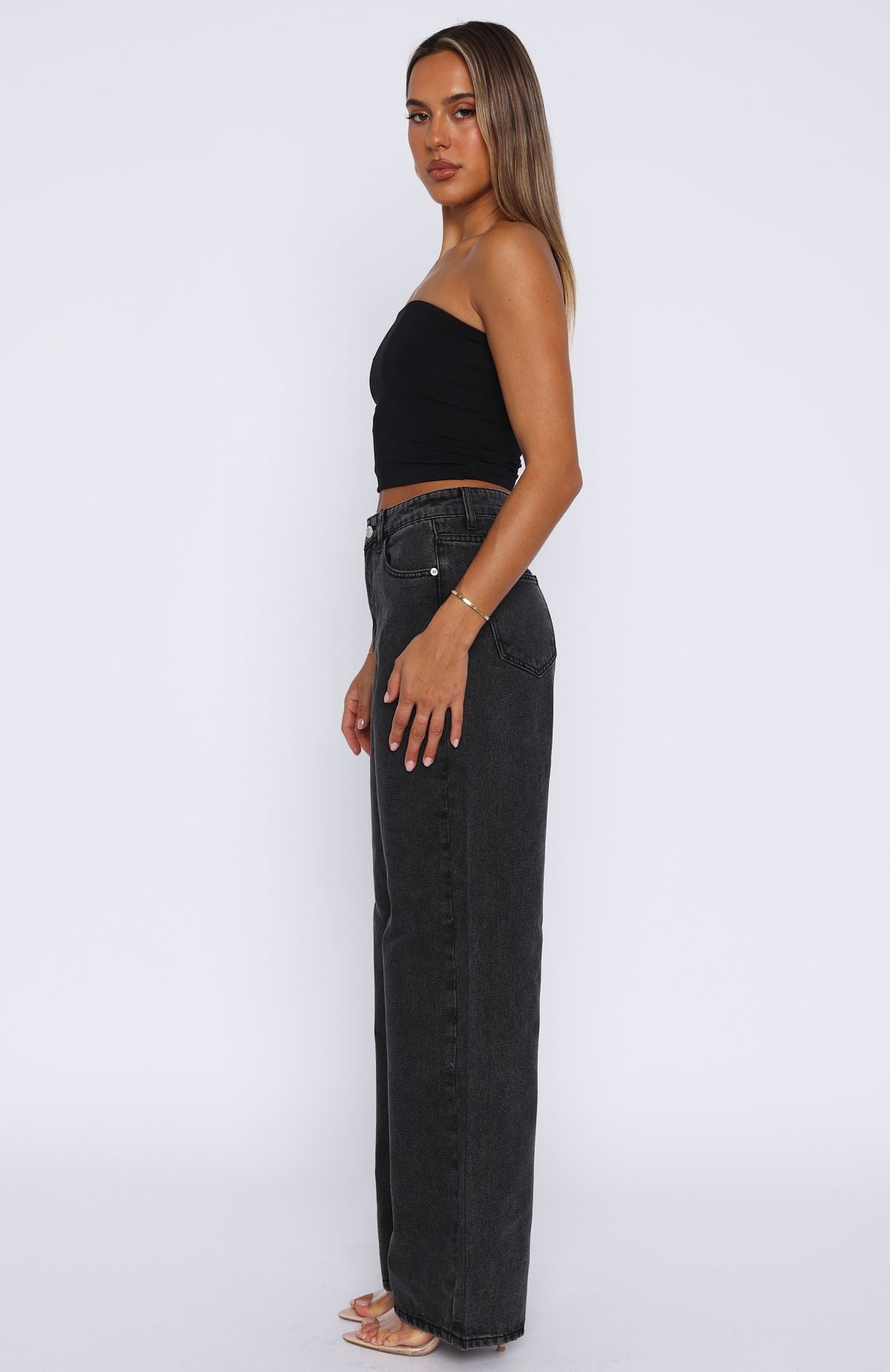 Bring The Style High Rise Wide Leg Jeans Black Acid - Image 3