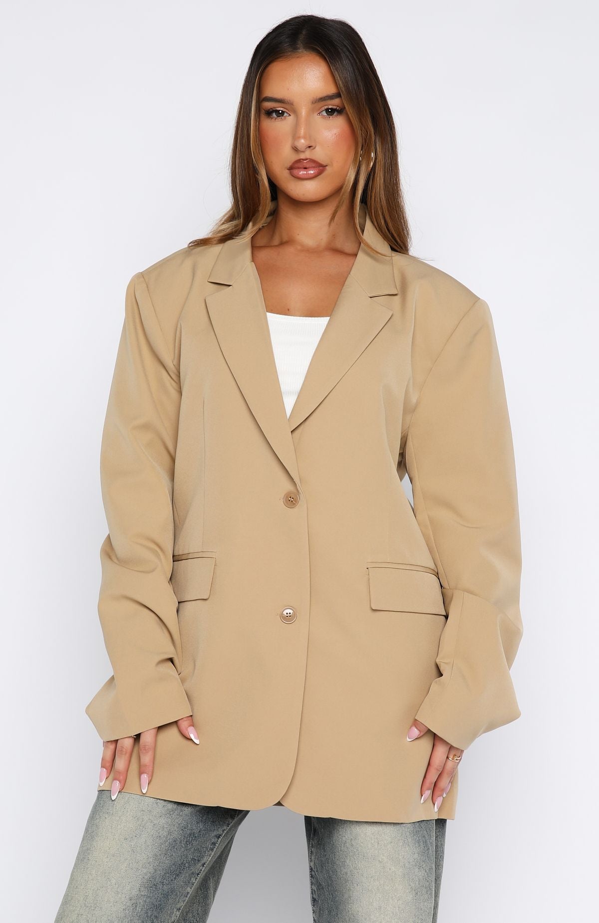 Catch Me Now Oversized Blazer Sand - Image 6
