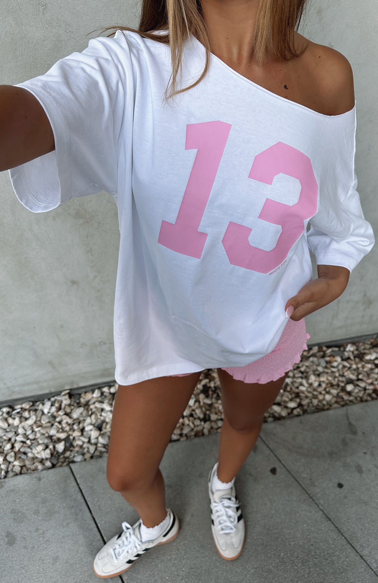 Trial Run Off Shoulder Oversized Tee White - Image 5