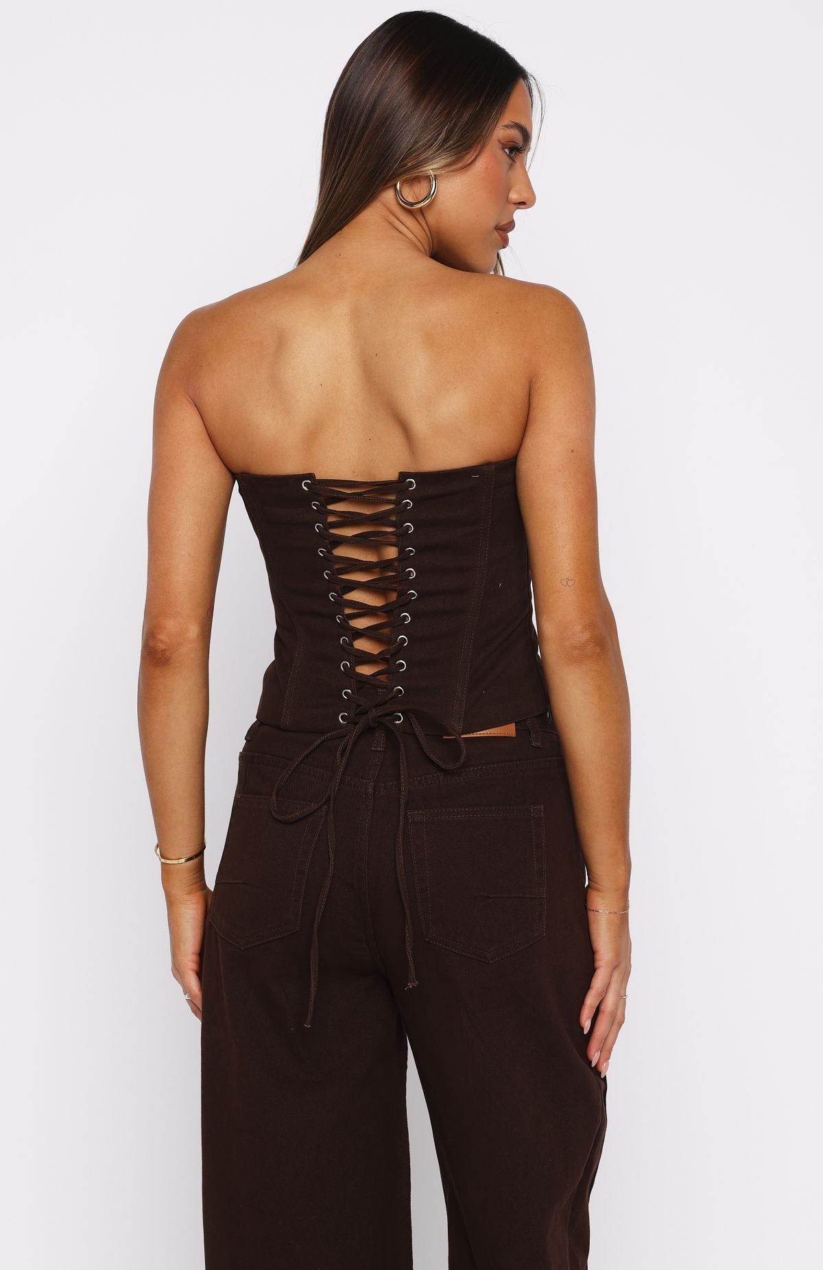 Be Mine Forever Denim Bustier Chocolate Wash - Image 5
