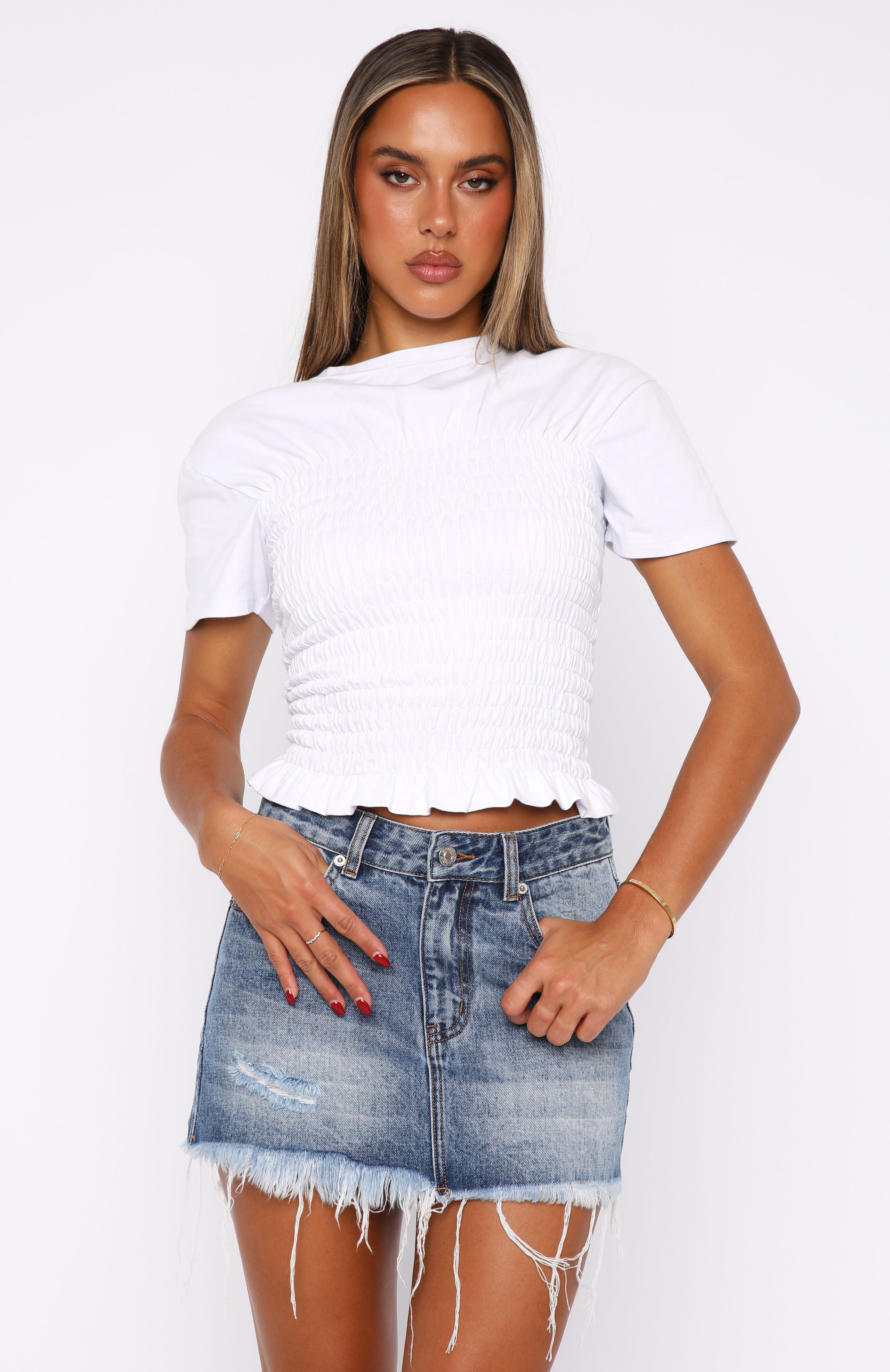 Amelia Denim Mini Skirt Mid Blue Acid - Image 2