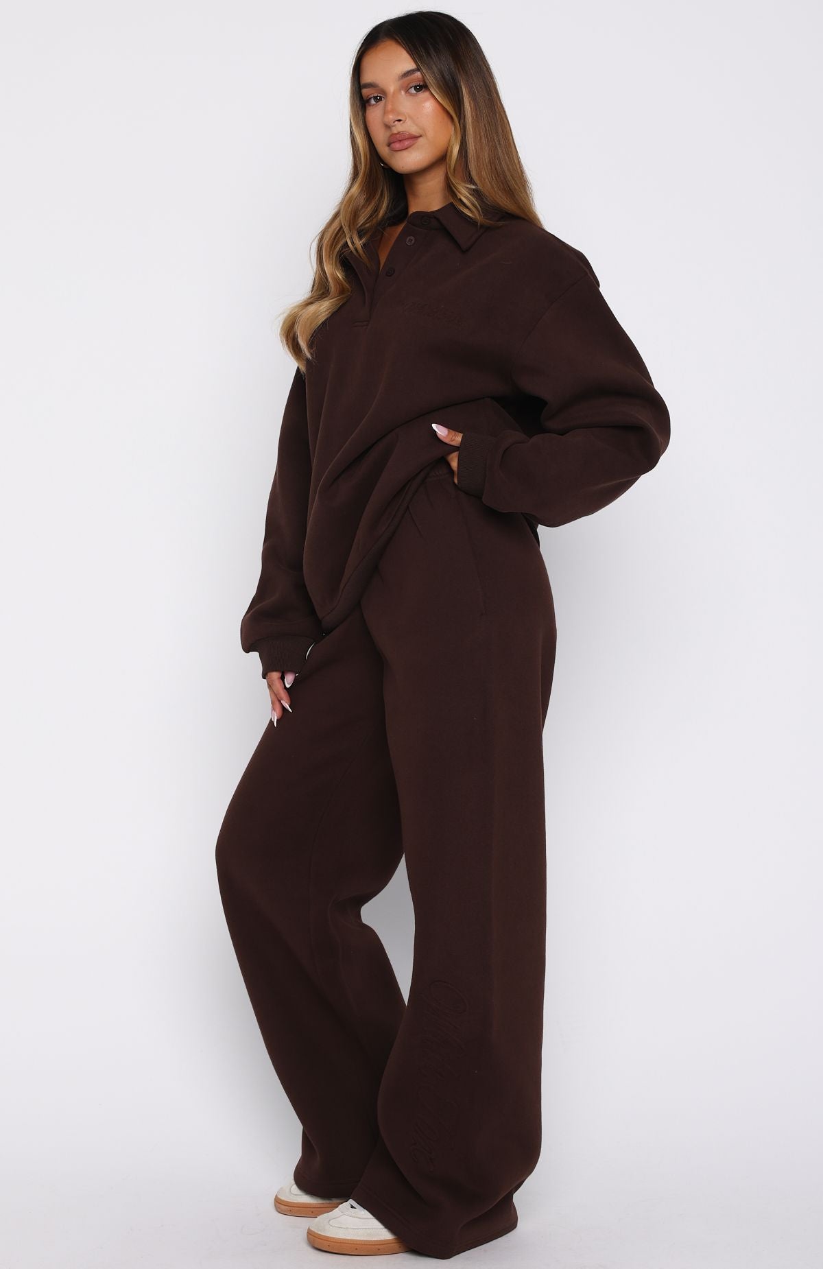 Chill Moves Wide Leg Sweatpants Chocolate - Image 3