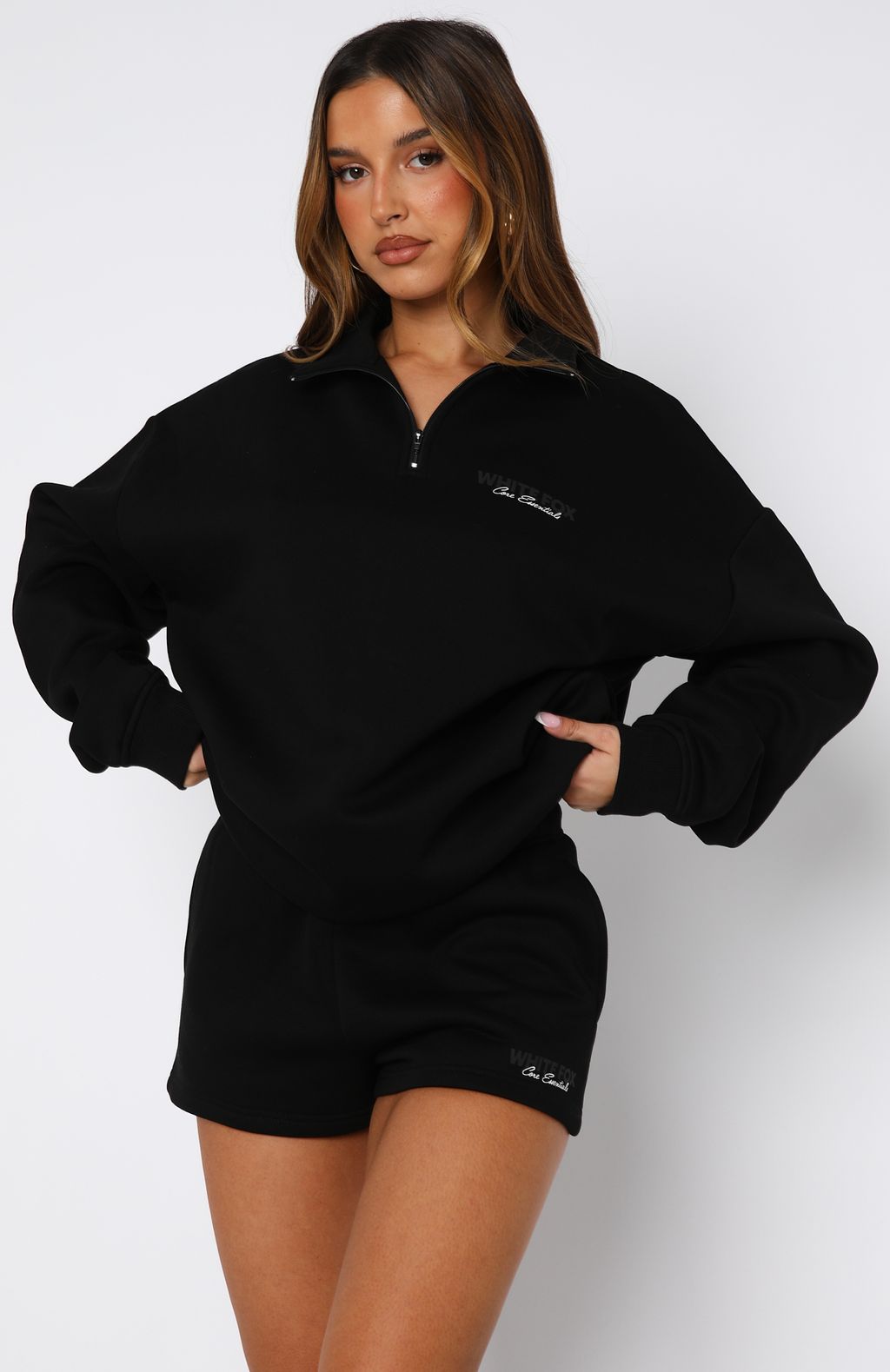 Core Essentials Zip Sweater Black - Image 2