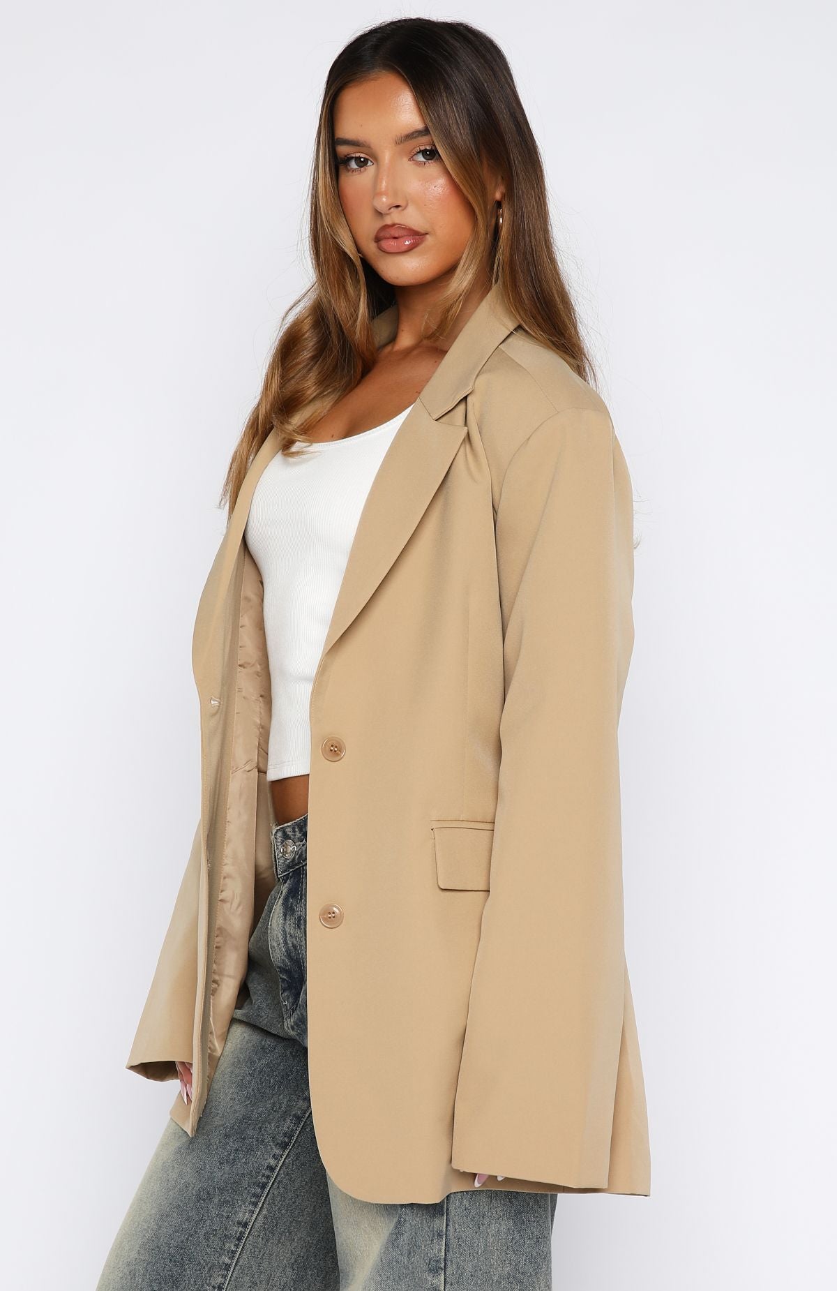 Catch Me Now Oversized Blazer Sand - Image 4
