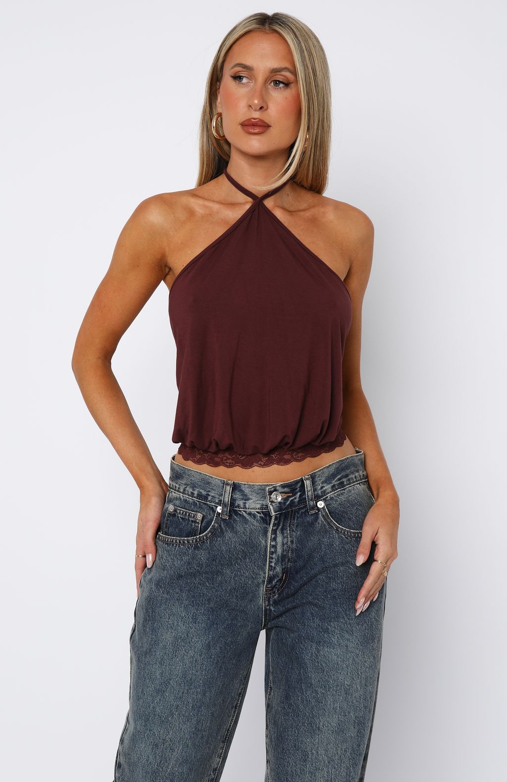 Endless Moment Halter Top Burgundy - Image 3
