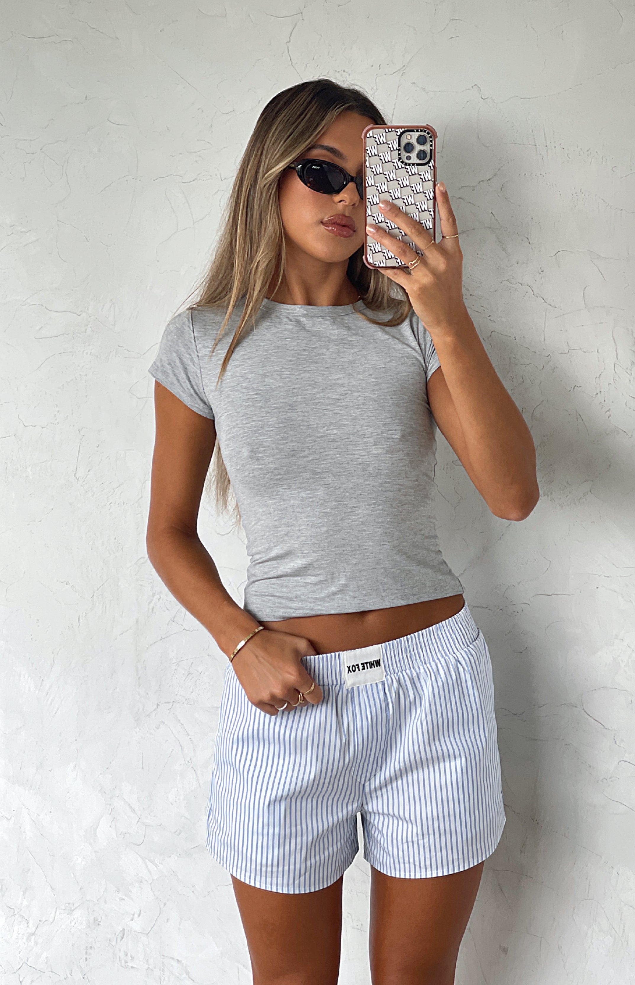 Wasting My Time Shorts White Stripe - Image 7