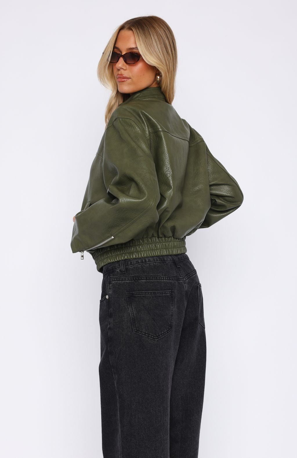 Tell Me Nothing PU Jacket Moss - Image 5