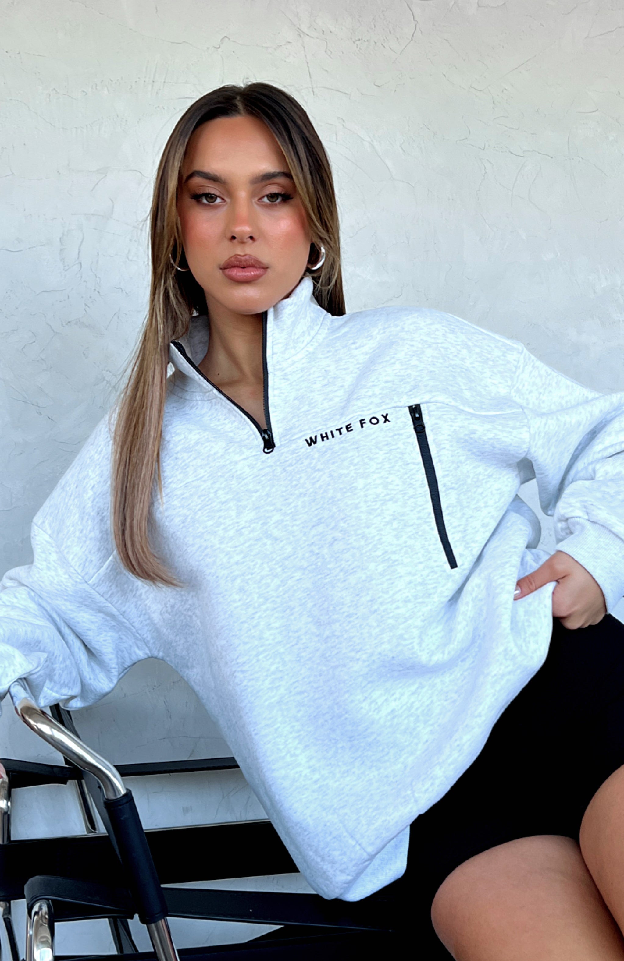 Where Did You Go Zip Front Sweater Grey Marle - Image 6