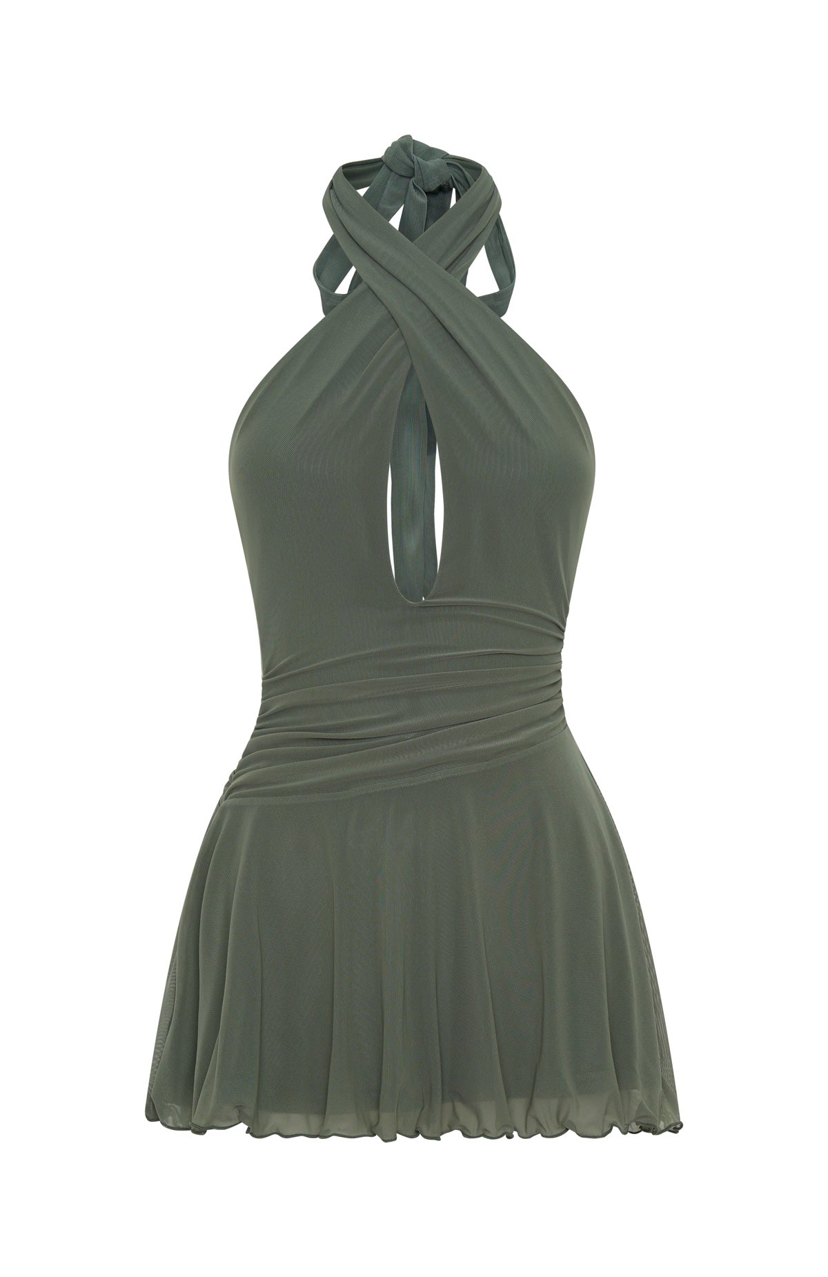 Golden Nights Mini Dress Olive - Image 6