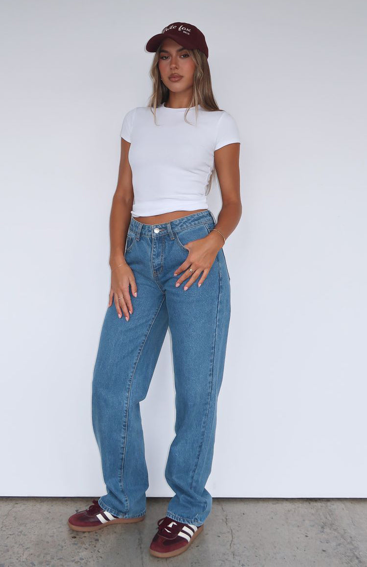 Zara Mid Rise Straight Leg Jeans Admiral Blue - Image 6