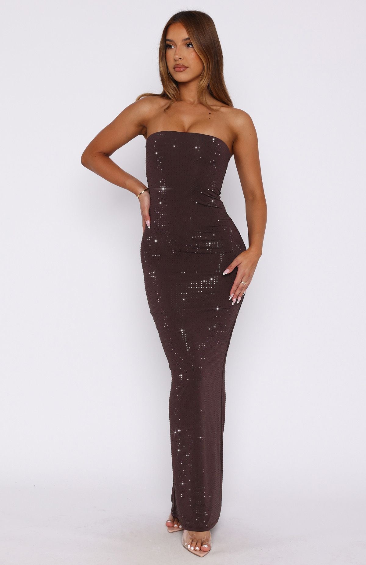 Platinum Maxi Dress Chocolate - Image 2