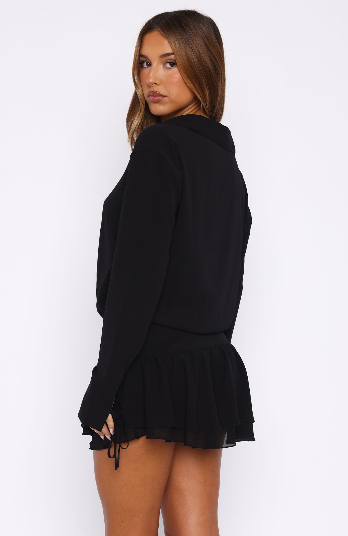 Can't Get Me Long Sleeve Mini Dress Black - Image 4