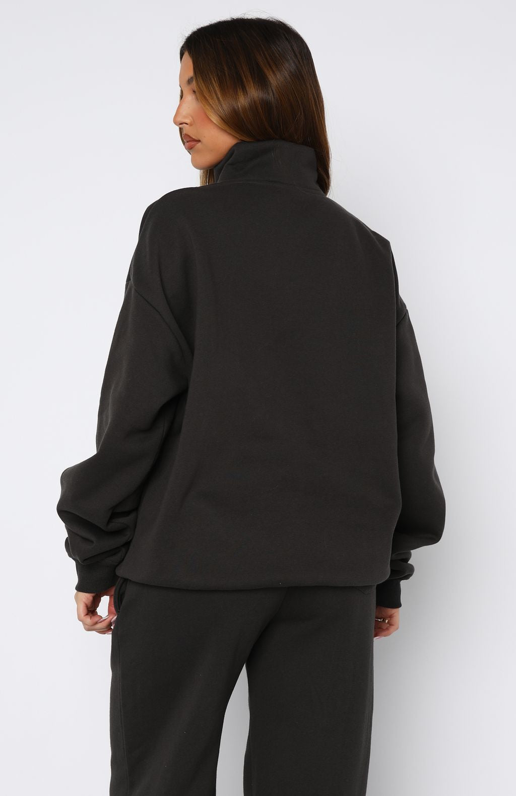 Match Your Words Zip Front Sweater Charcoal - Image 4