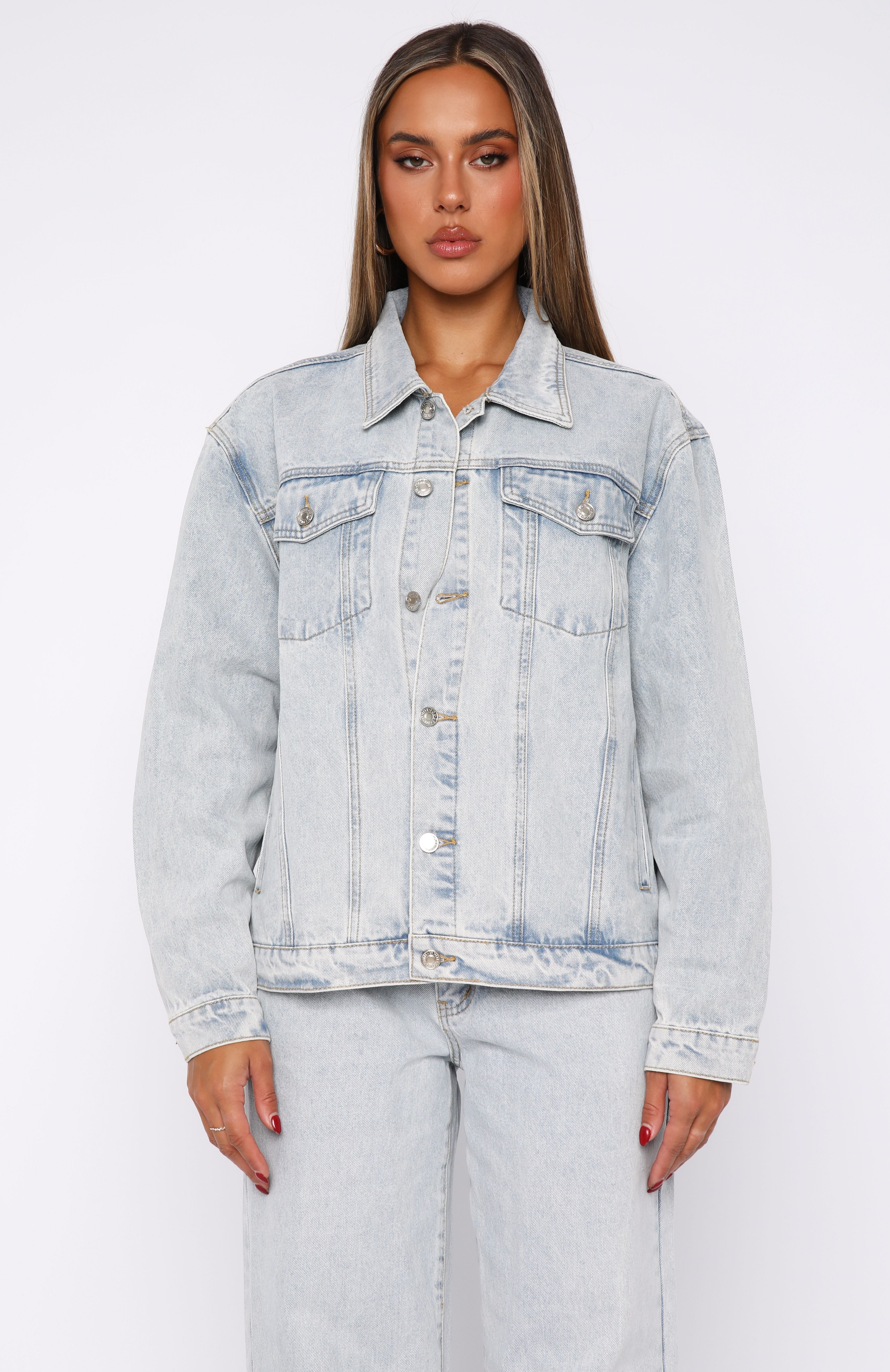 Adriana Oversized Denim Jacket Glacier Blue - Image 5