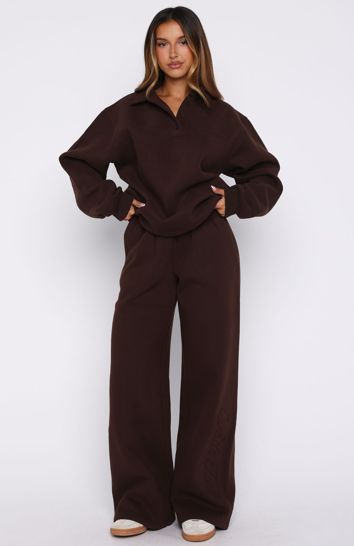 Chill Moves Wide Leg Sweatpants Chocolate - Image 2