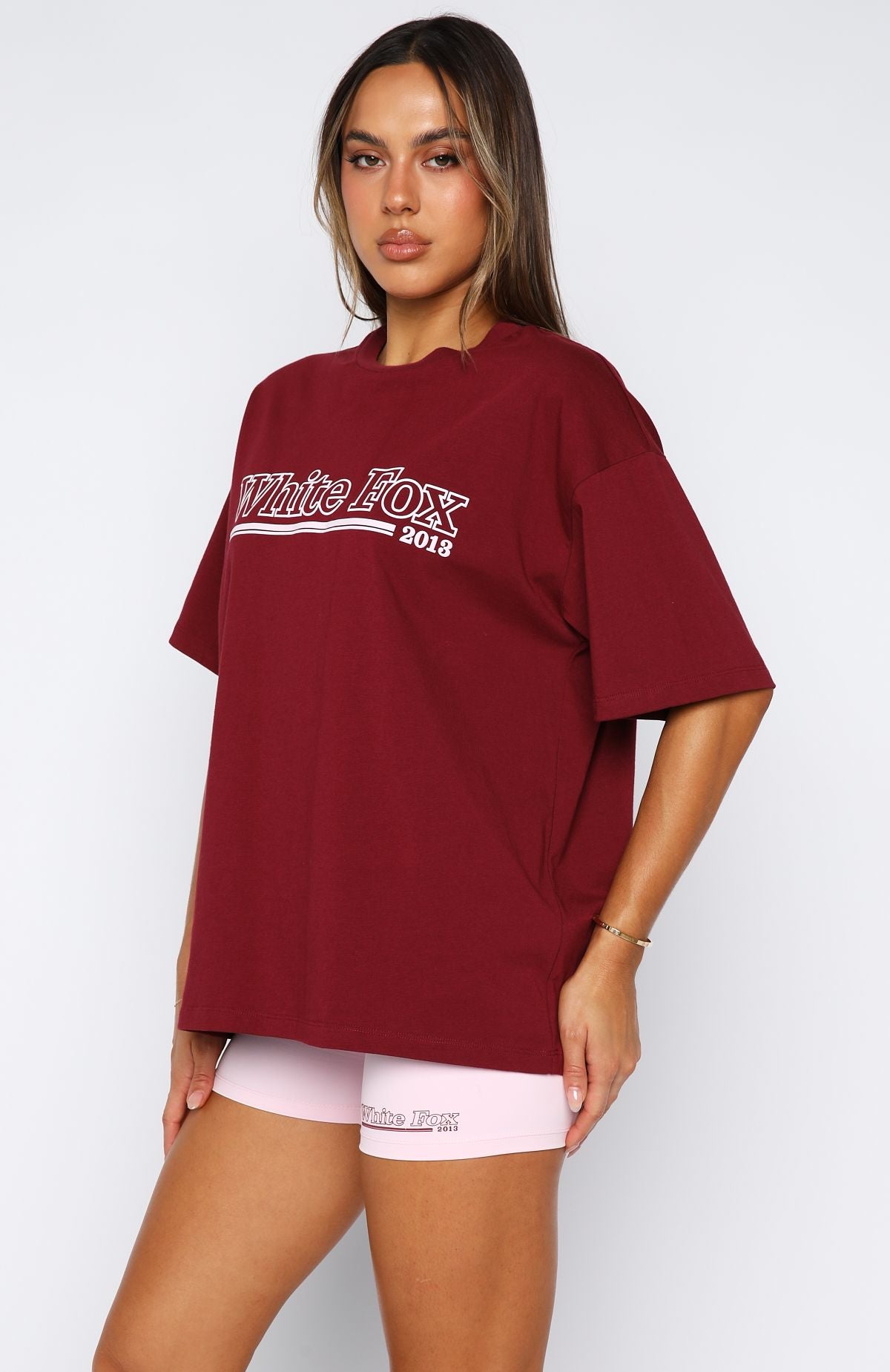 No Hesitation Oversized Tee Burgundy - Image 3