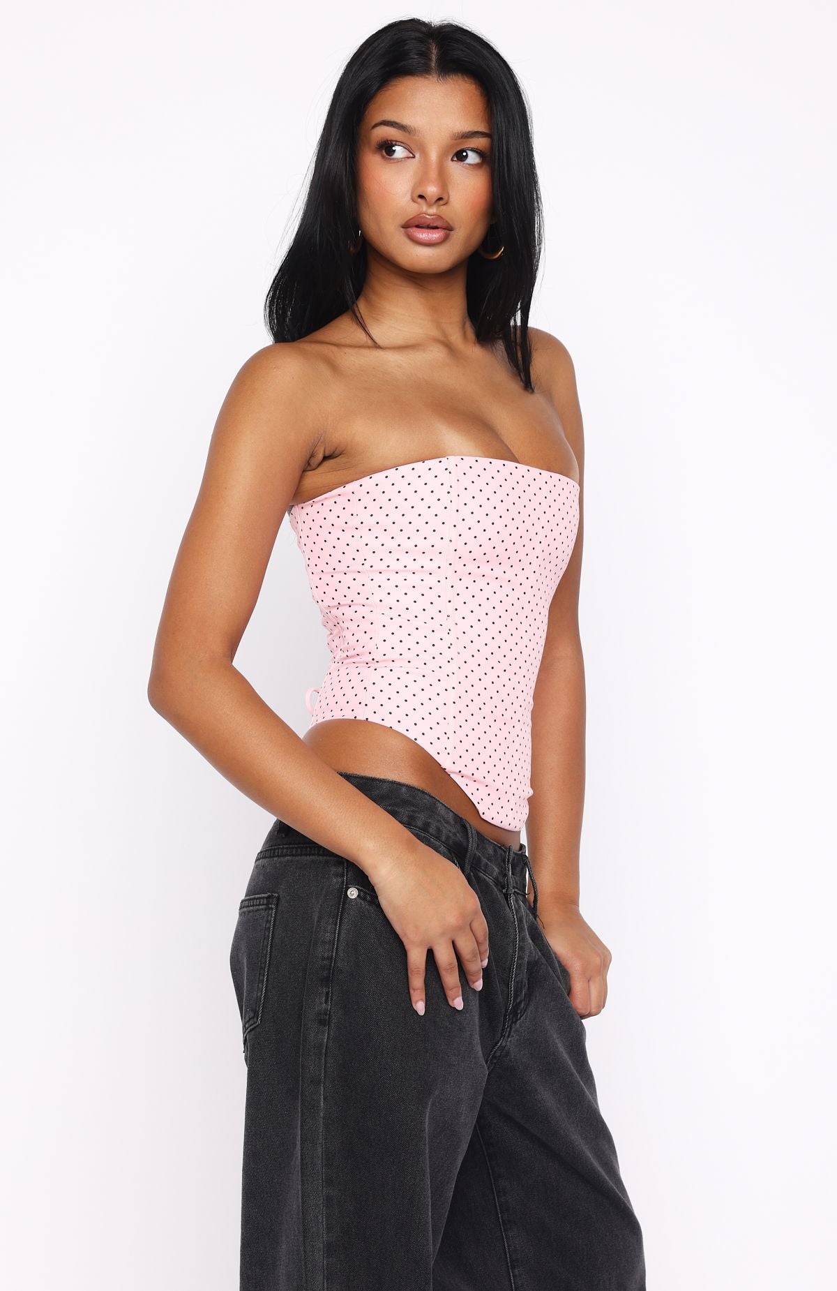 Let It Go Strapless Bustier Pink Polka Dot - Image 4