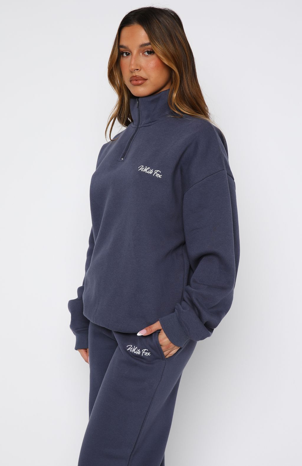 Match Your Words Zip Front Sweater Navy - Image 4