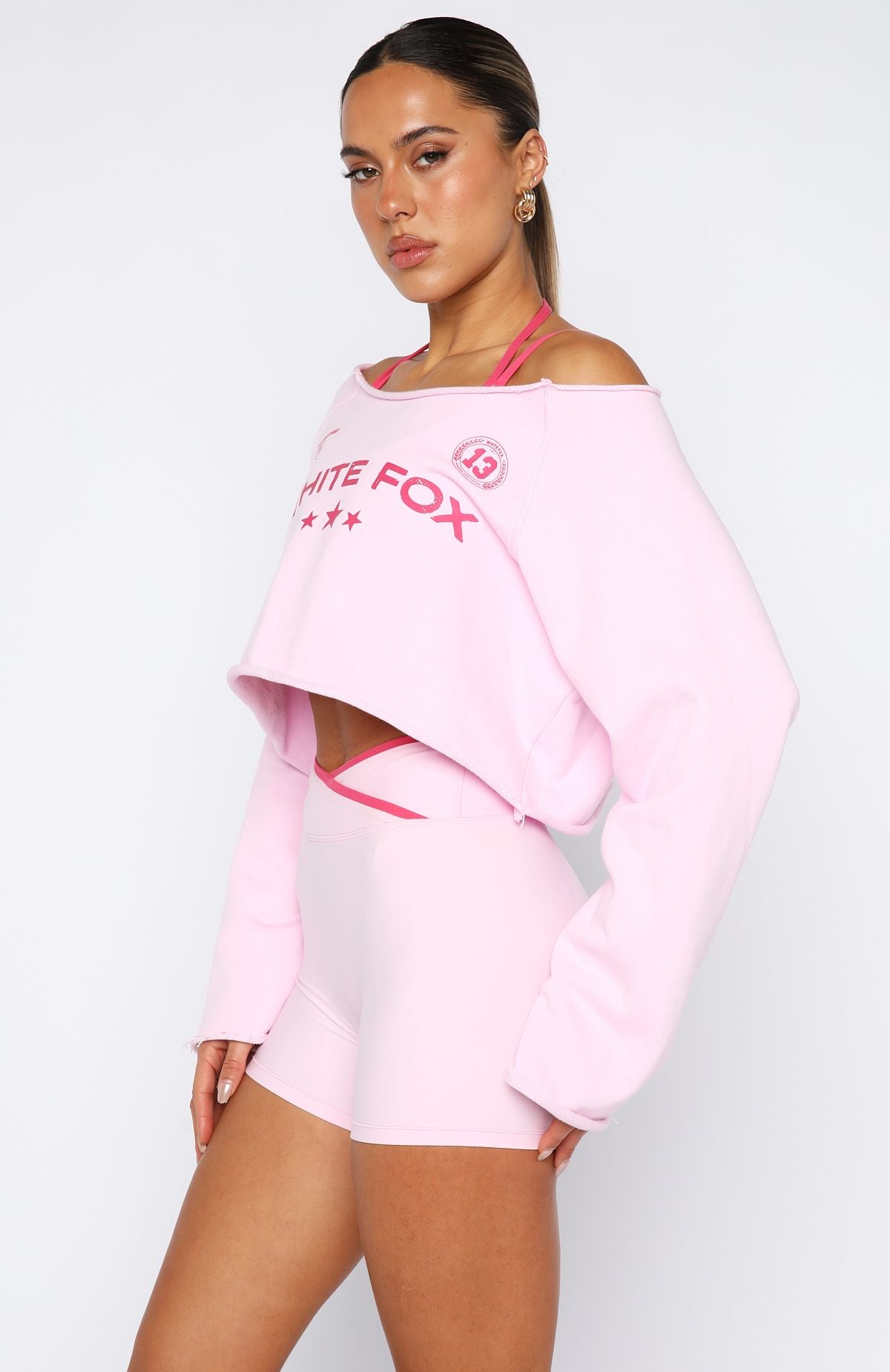 Stay Clear Off Shoulder Cropped Sweater Marshmallow - Image 3