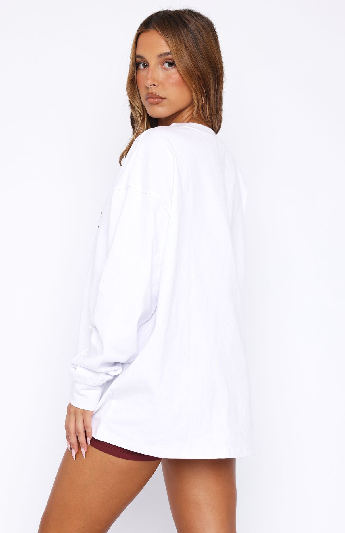 Stand With You Long Sleeve Oversized Tee White - Image 4