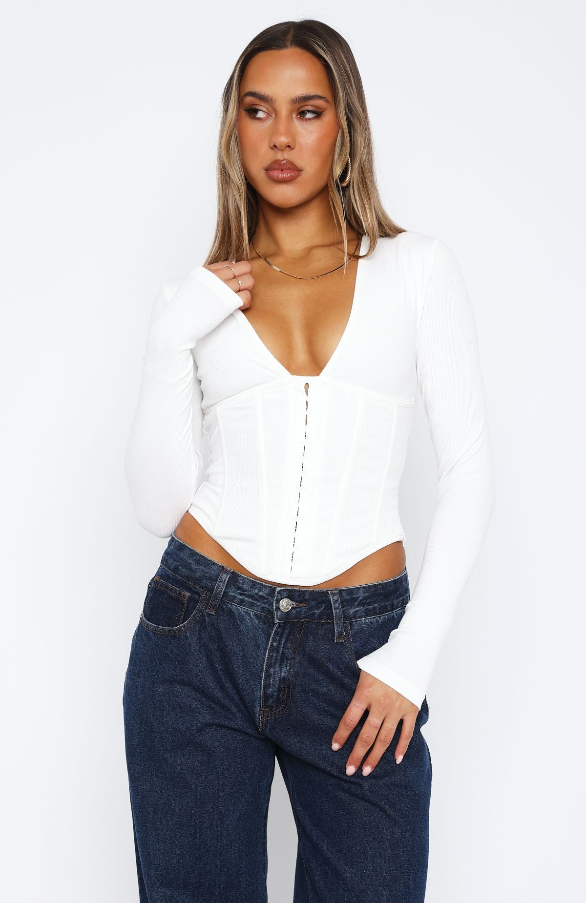 In Pursuit Long Sleeve Corset White - Image 2