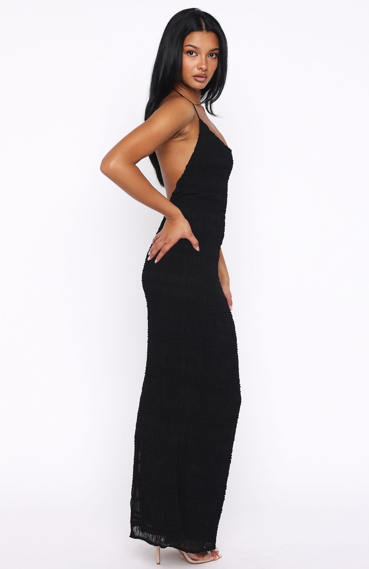 Never Say Goodbye Halter Maxi Dress Black - Image 4