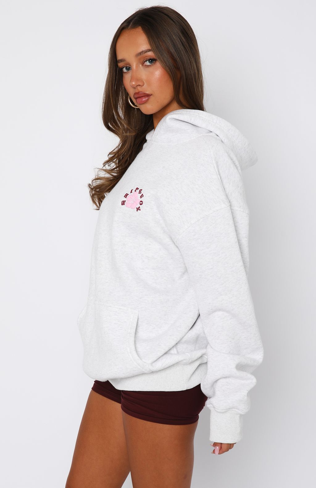 Keep Blooming Oversized Hoodie Grey Marle - Image 3